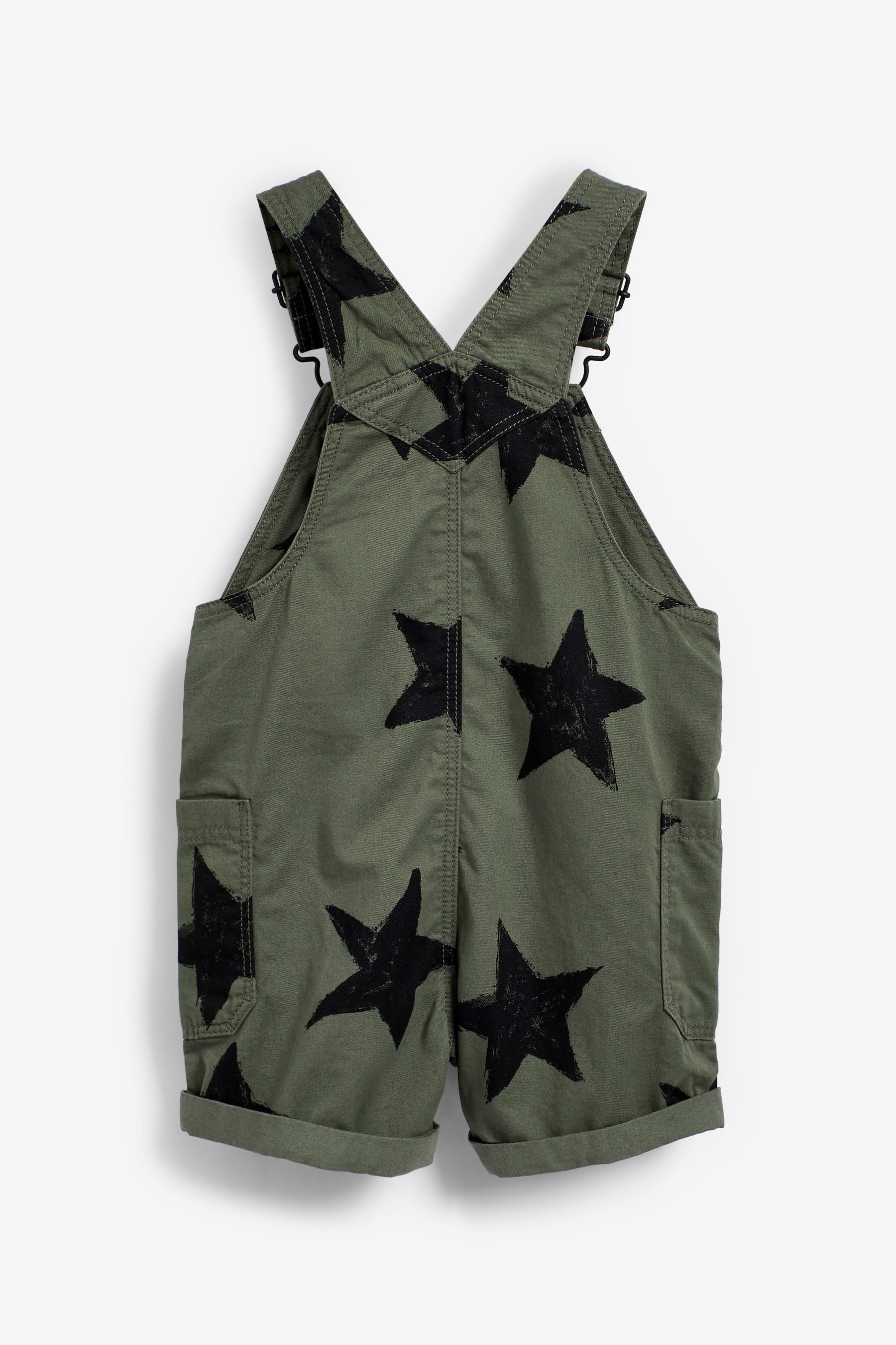 Khaki Green Star Printed Dungaree (3mths-7yrs)