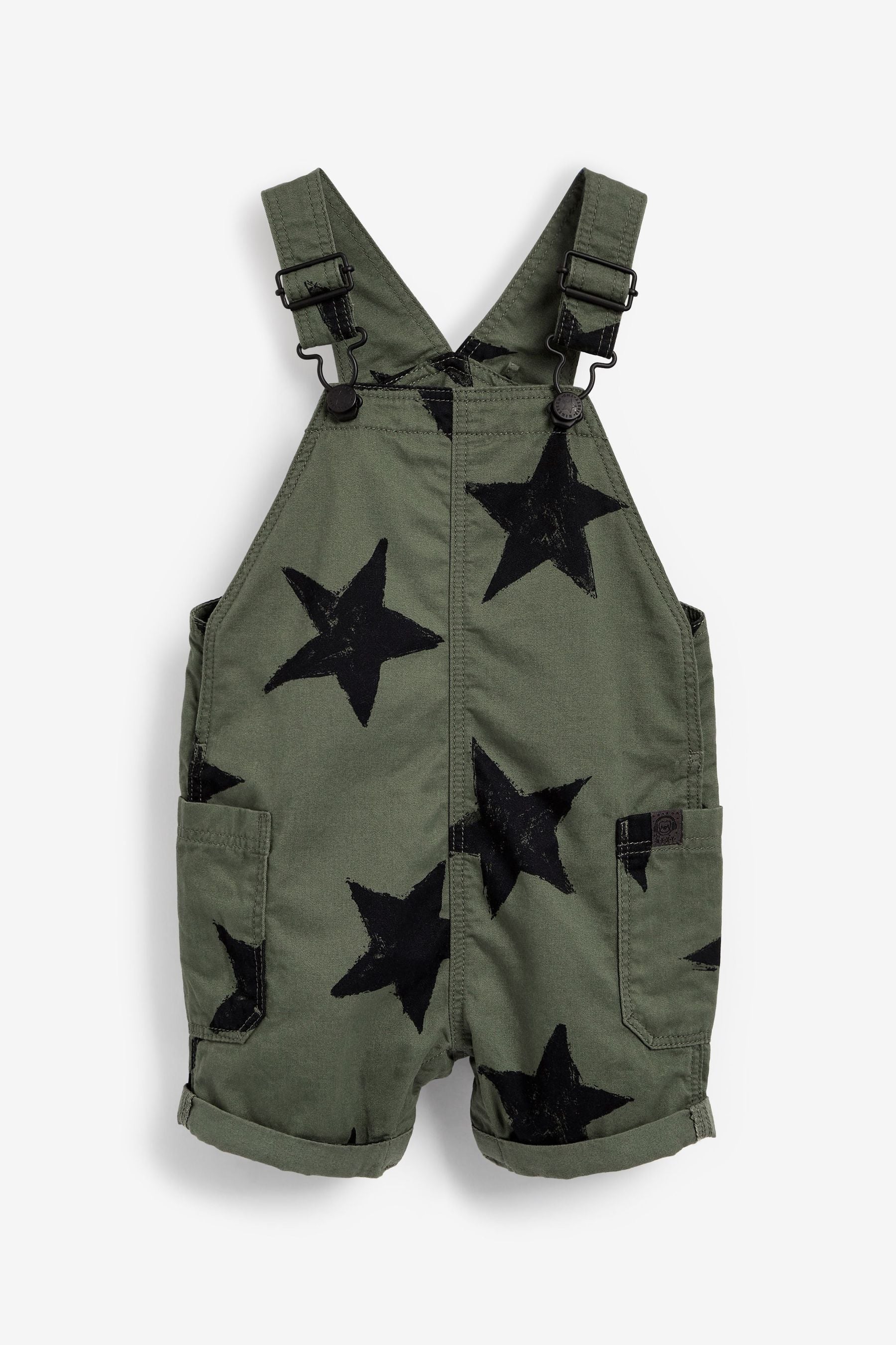 Khaki Green Star Printed Dungaree (3mths-7yrs)