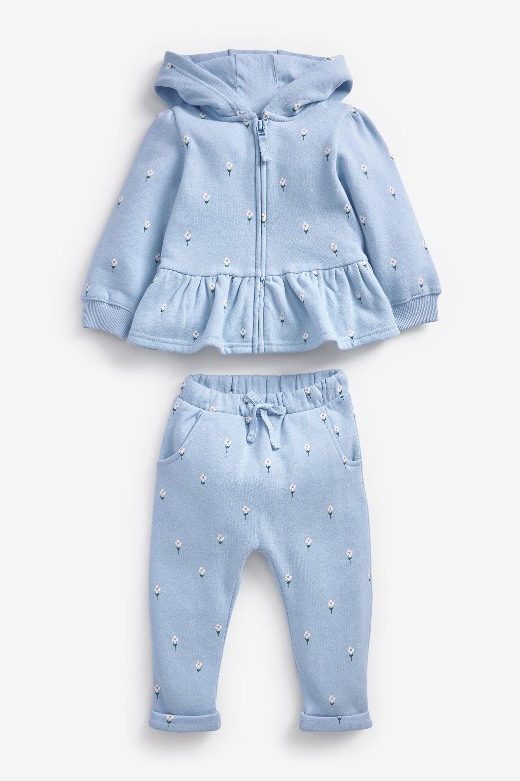 Blue Floral Hoodie & Joggers Co-Ord Set (3mths-7yrs)