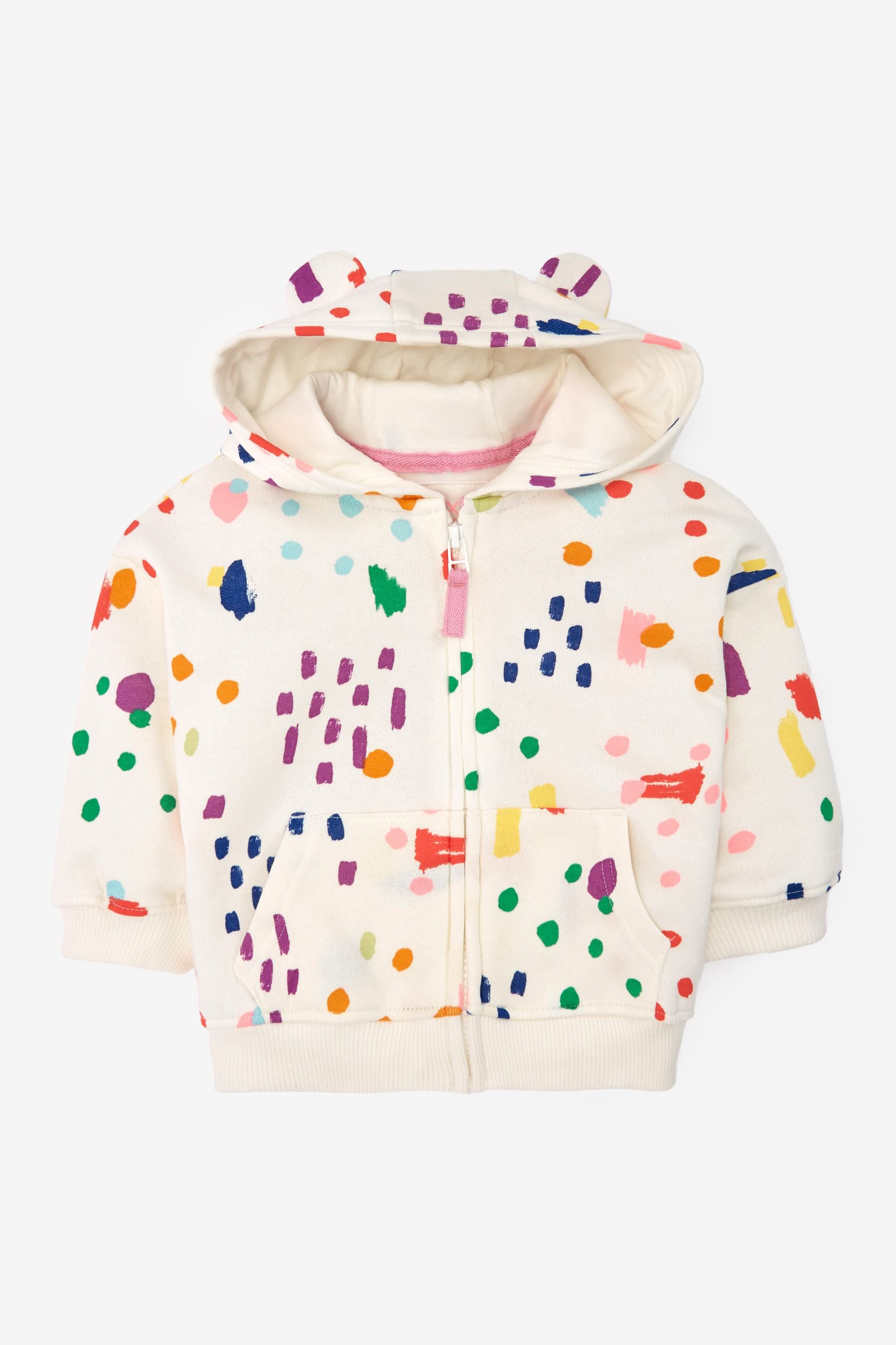 White Bright Print Jersey Zip Through Hoodie (3mths-7yrs)