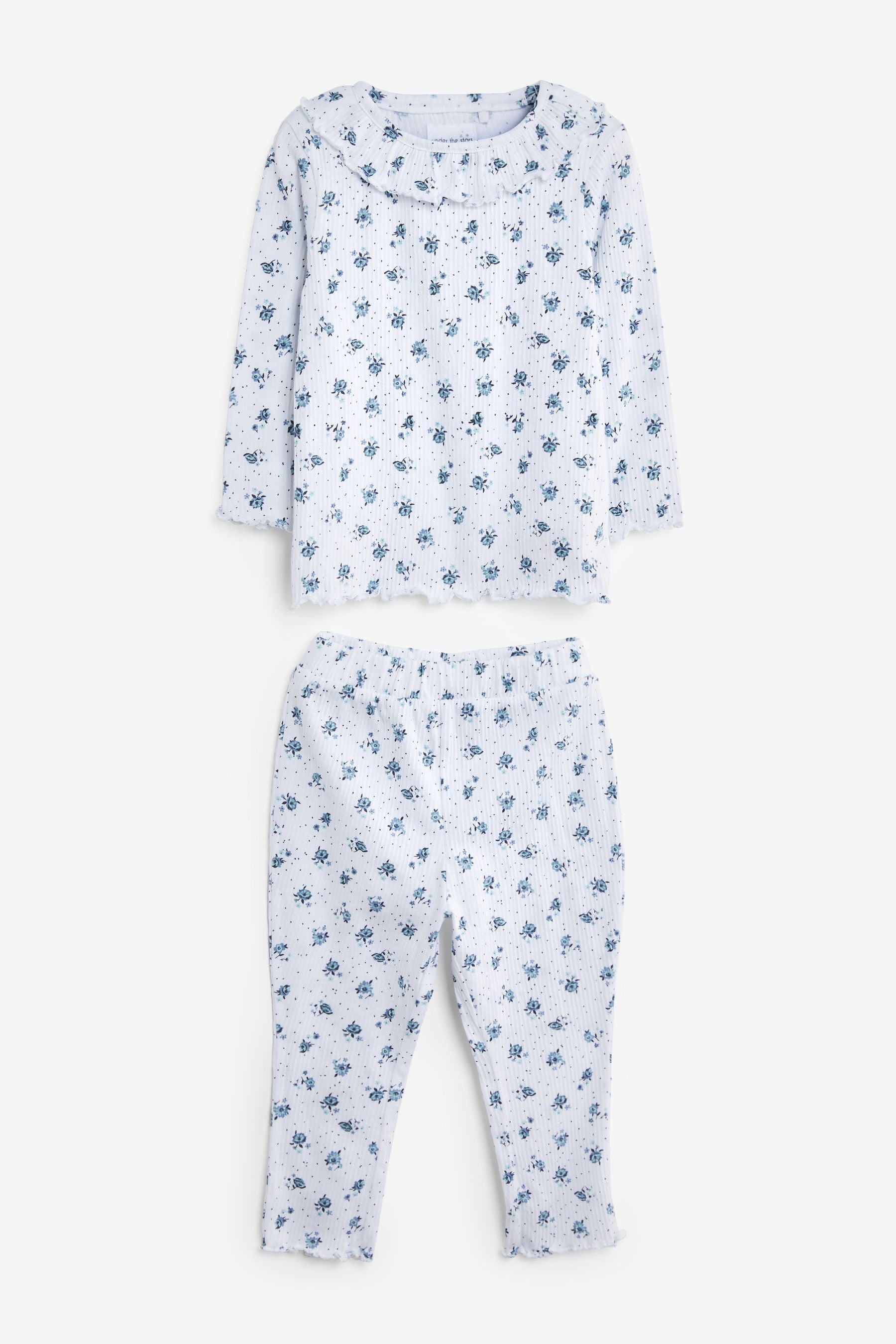 Blue/White Floral Crinkle 2 Pack Pyjama