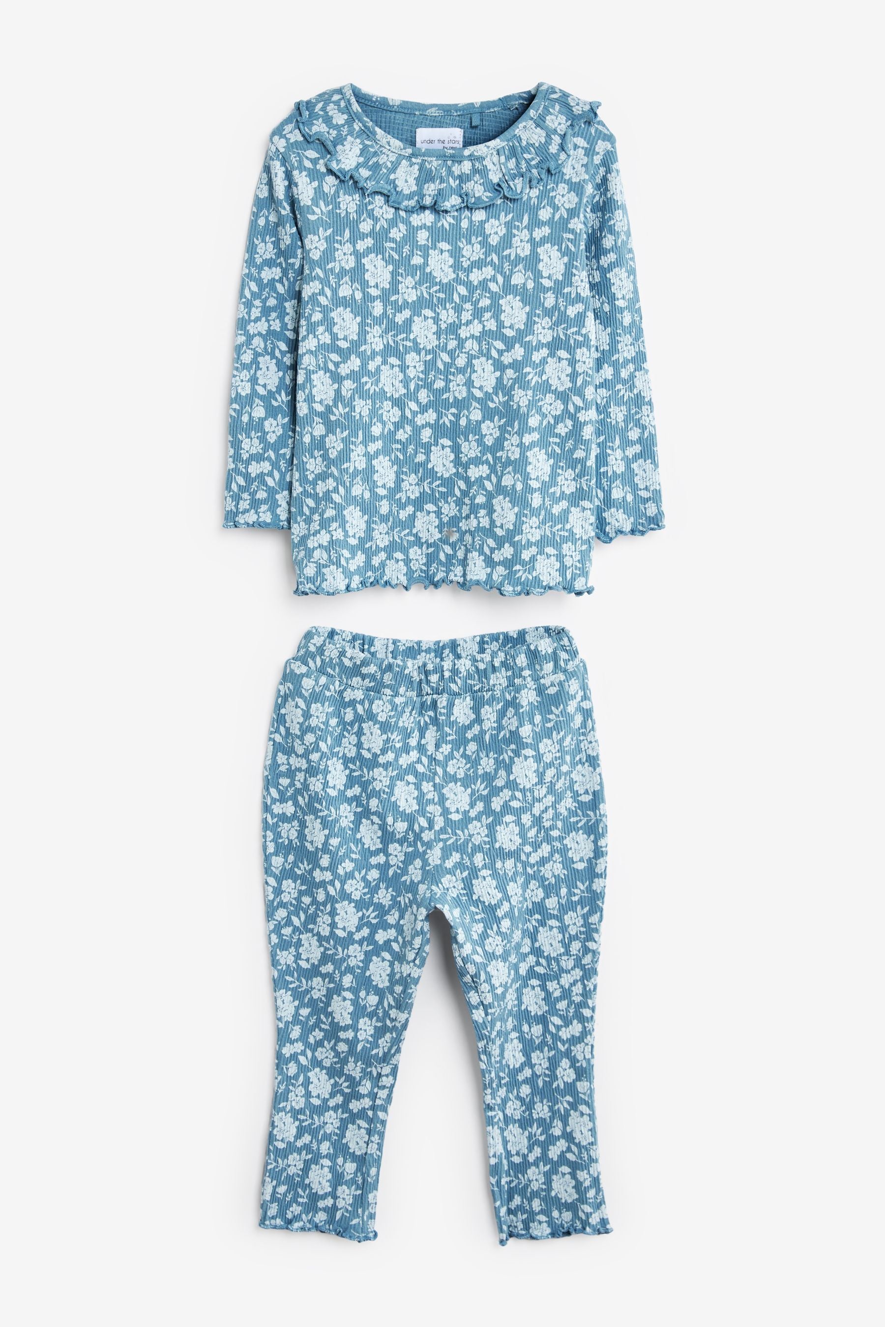 Blue/White Floral Crinkle 2 Pack Pyjama