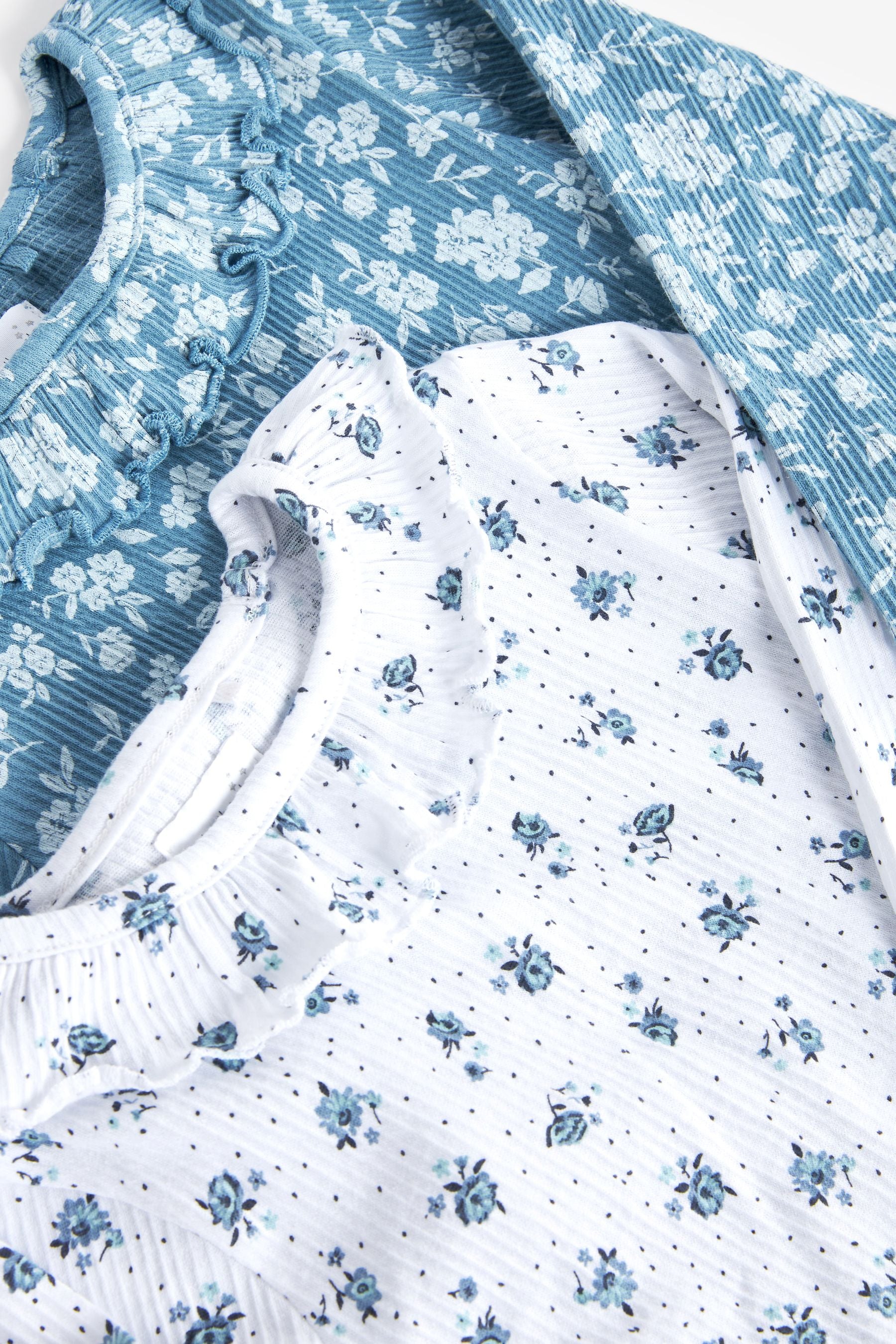 Blue/White Floral Crinkle 2 Pack Pyjama