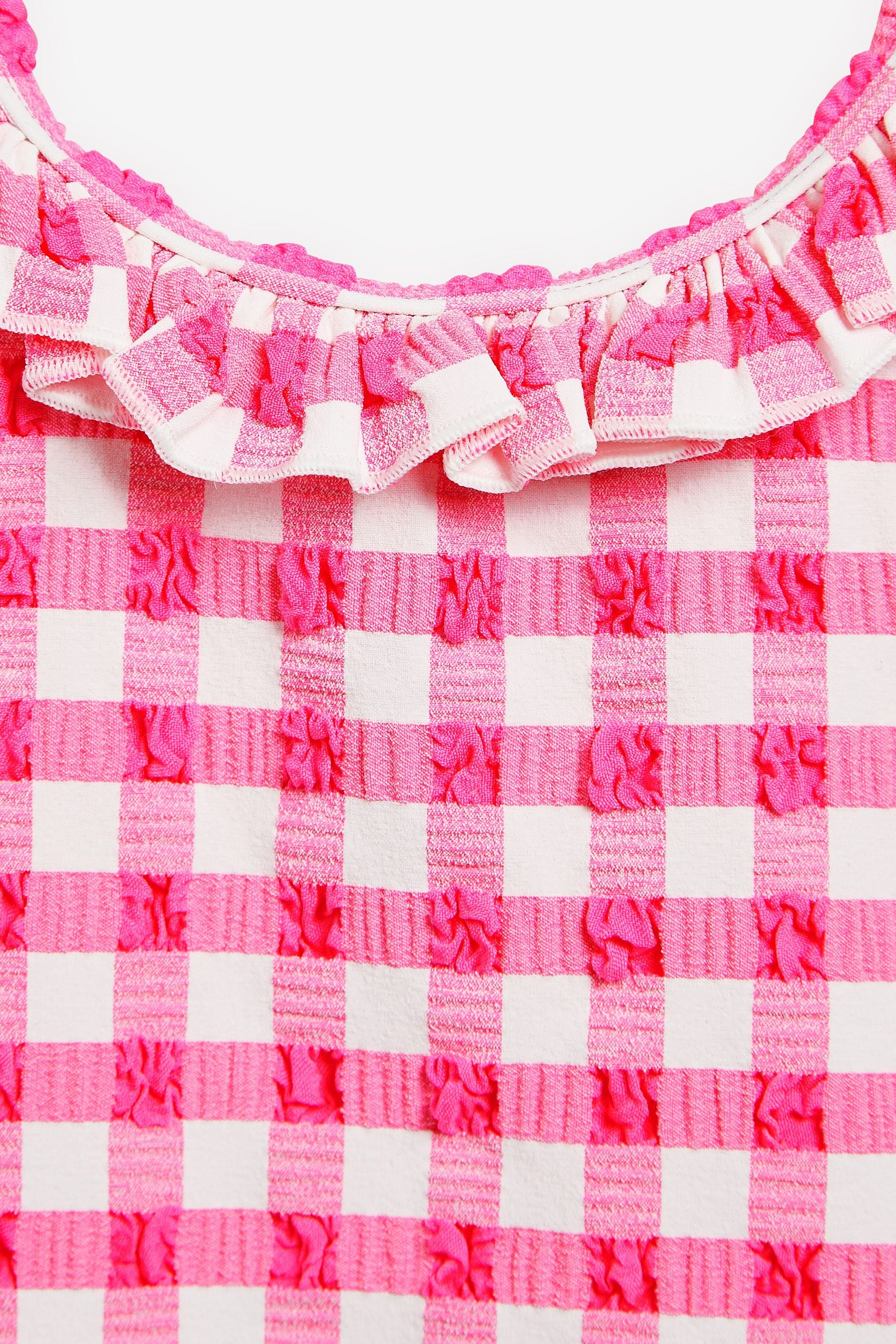 Pink/White Textured Gingham Swimsuit (3mths-16yrs)