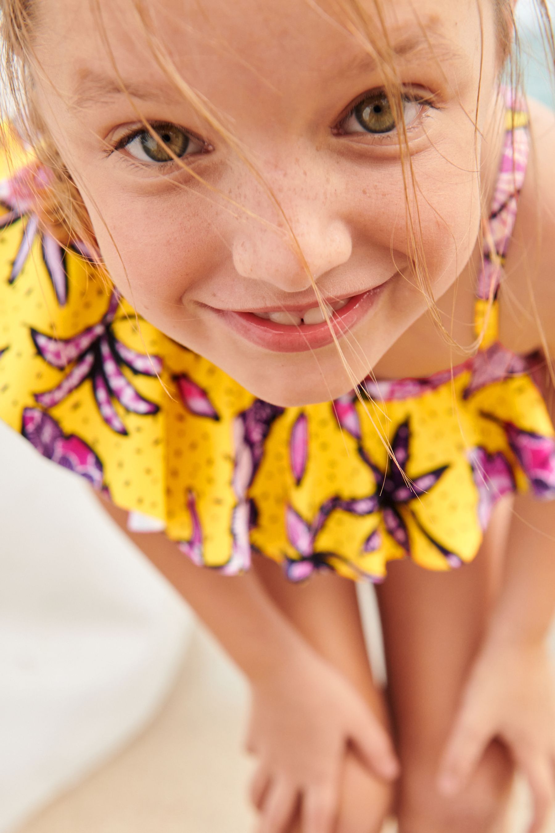 Yellow One Shoulder Swimsuit (3-16yrs)