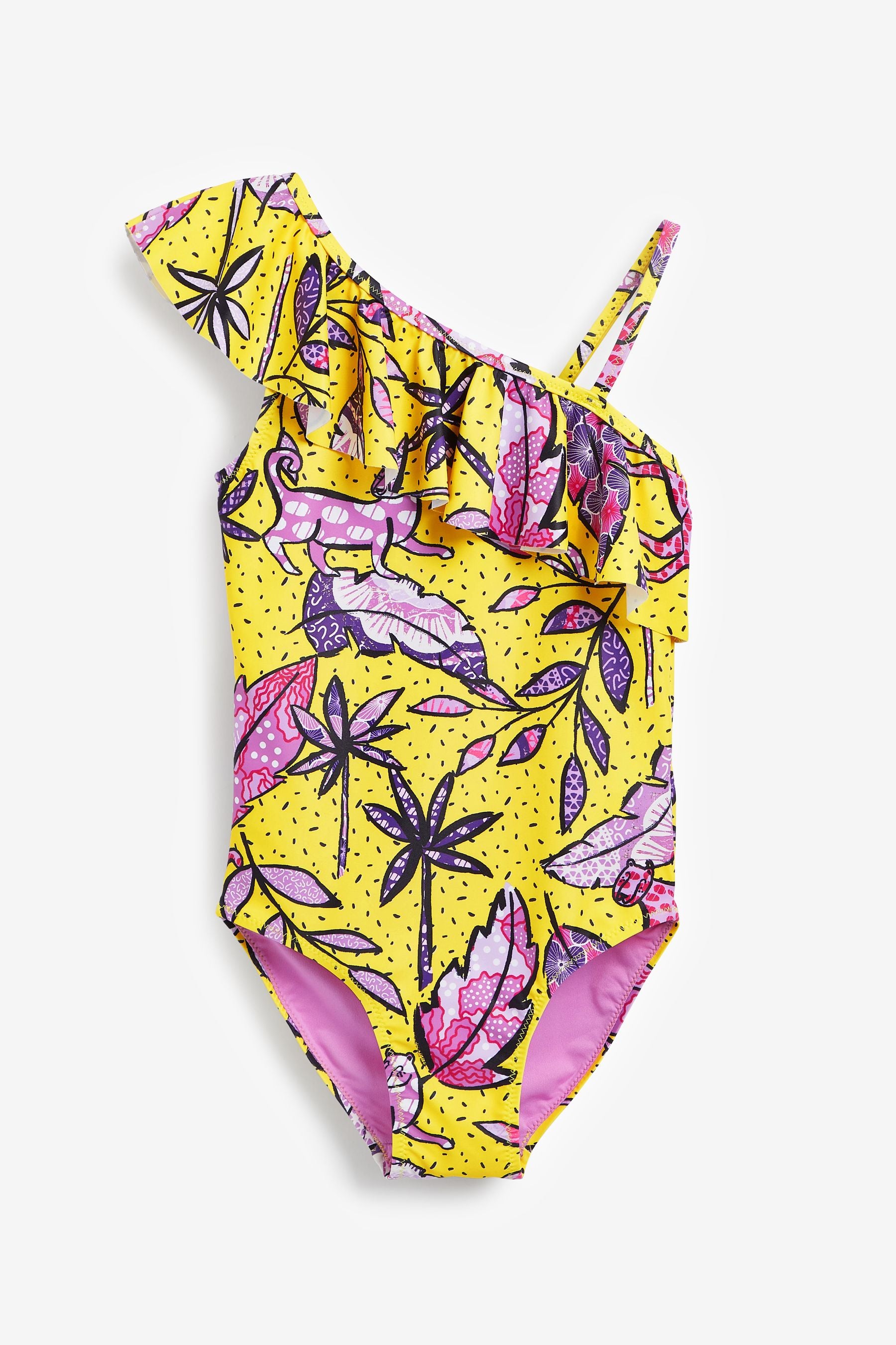 Yellow One Shoulder Swimsuit (3-16yrs)