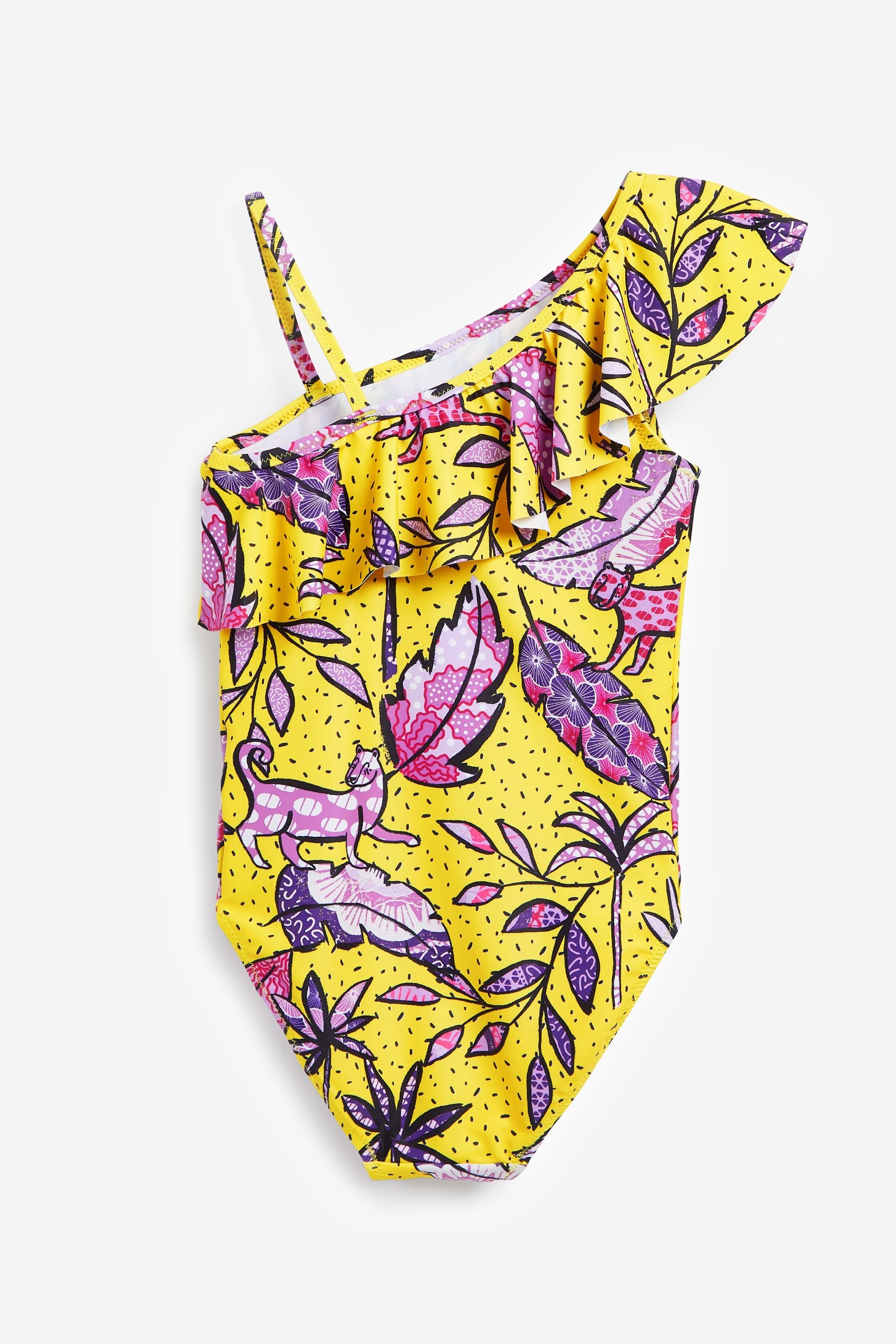 Yellow One Shoulder Swimsuit (3-16yrs)