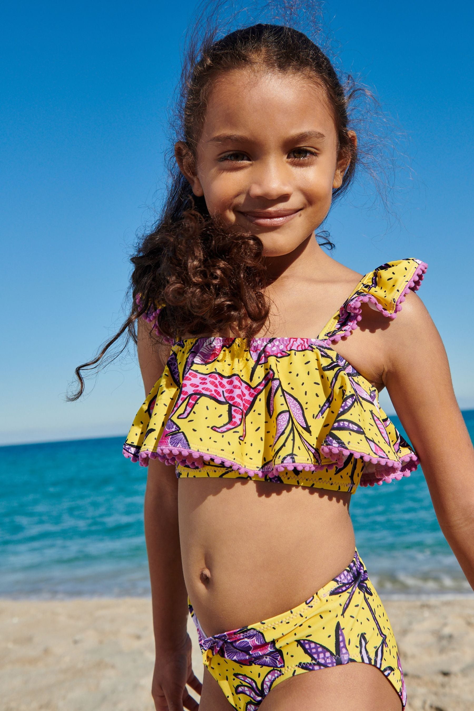 Yellow Pom Pom Bikini (3-16yrs)