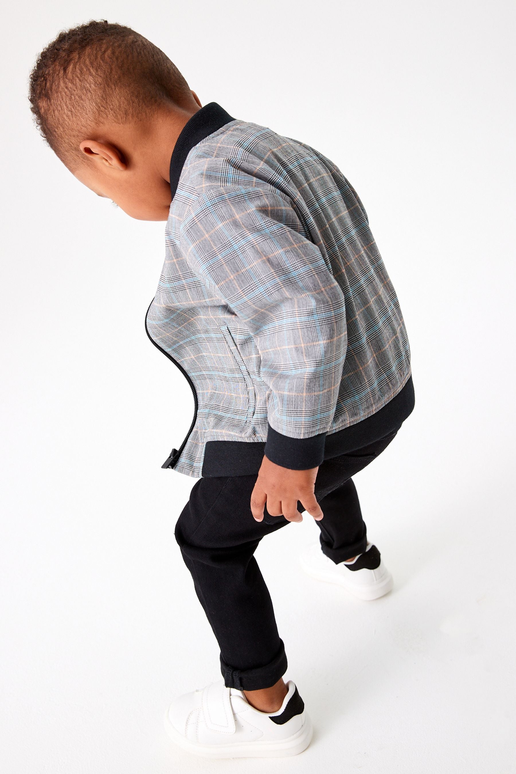 Grey Check Bomber Jacket (3mths-9yrs)