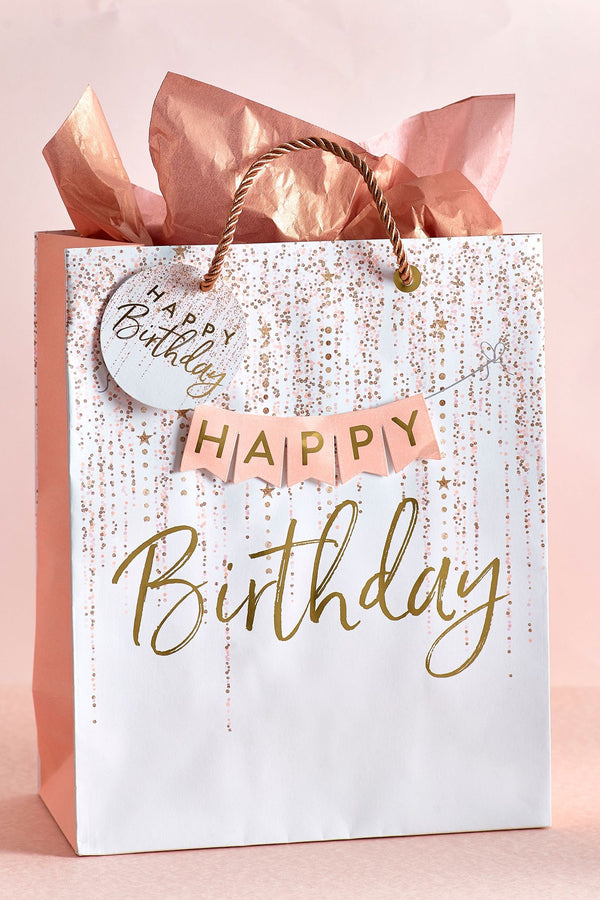 Pink Large Happy Birthday Gift Bag