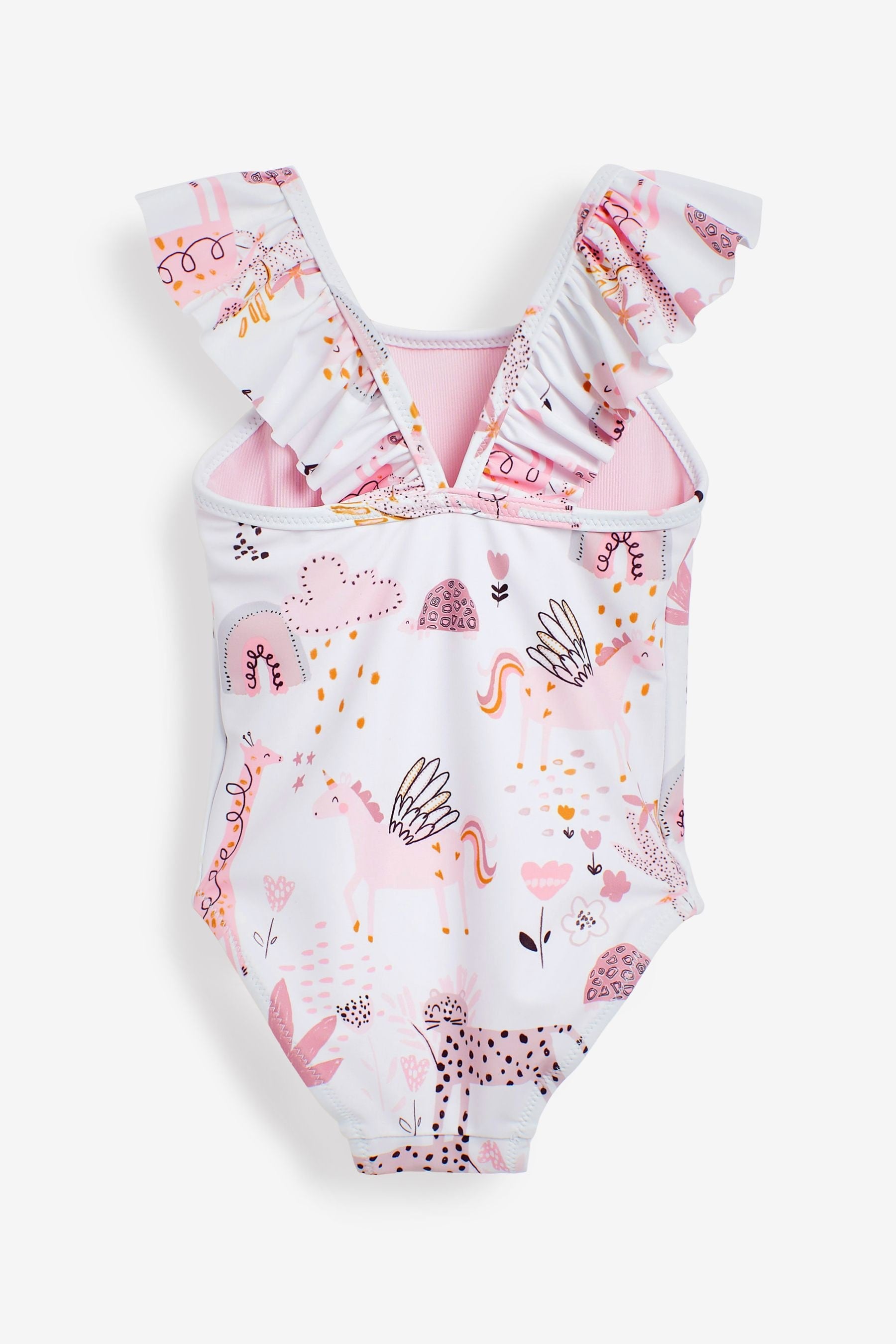 White/Pink Frill Sleeved Swimsuit (3mths-12yrs)