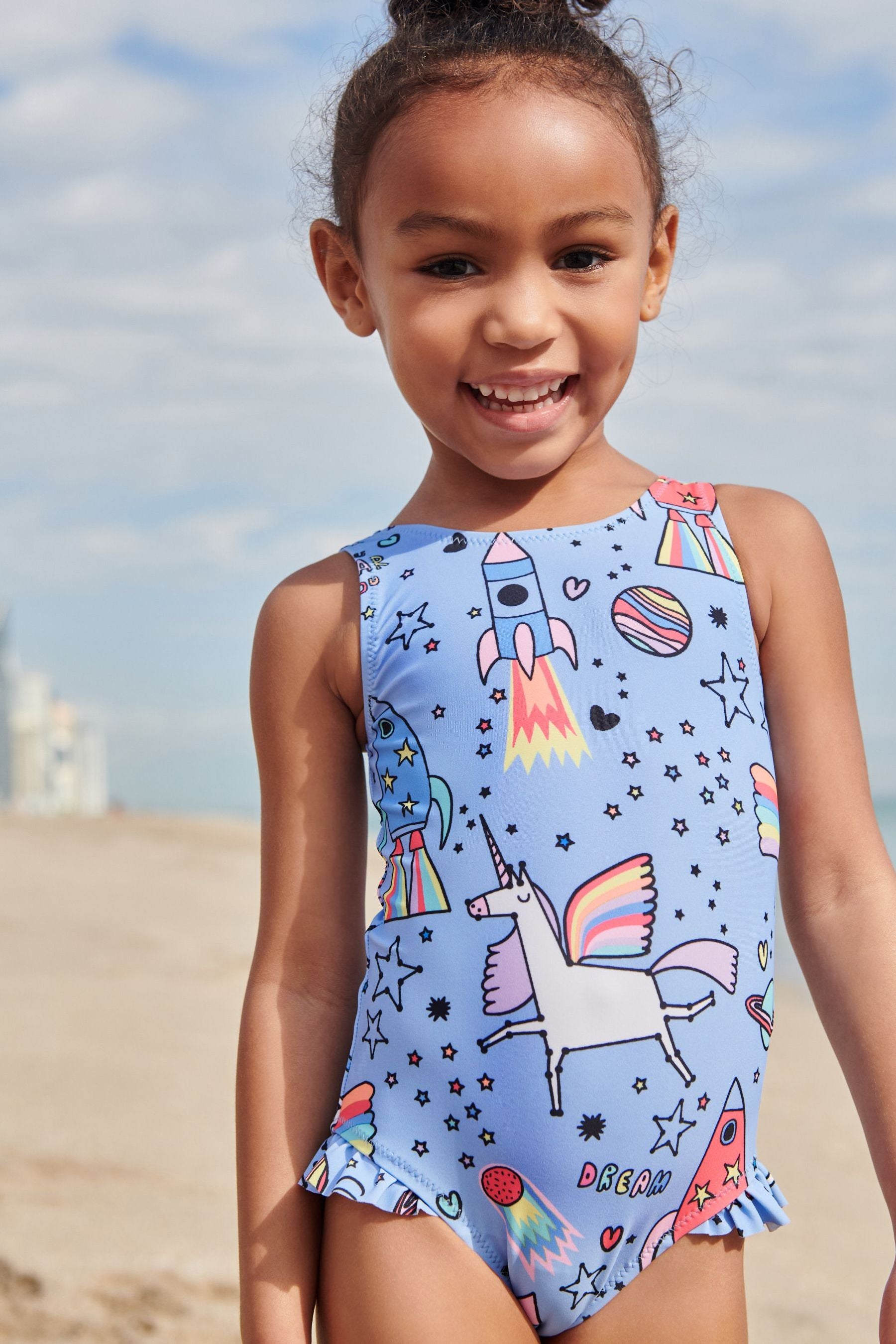 Unicorn Blue Swimsuit (3mths-7yrs)