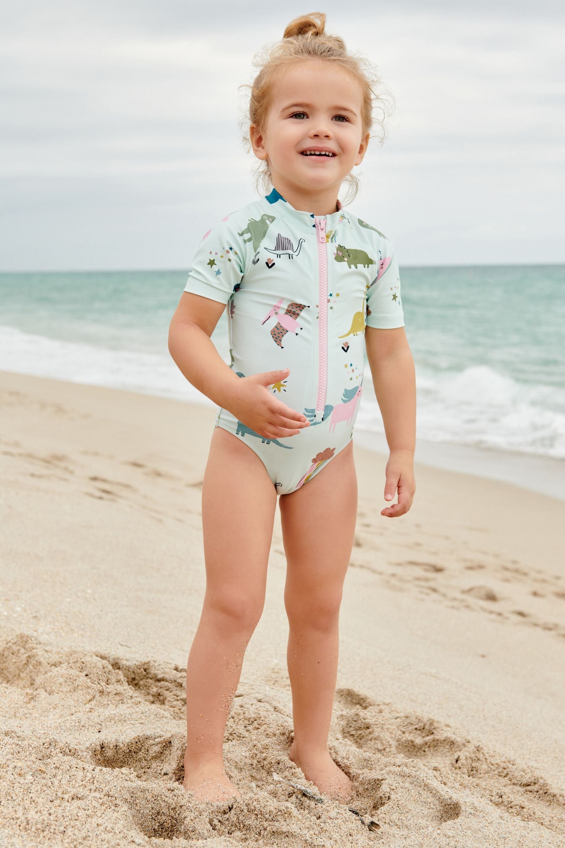 Mint Green Short Sleeved Swimsuit (3mths-6yrs)