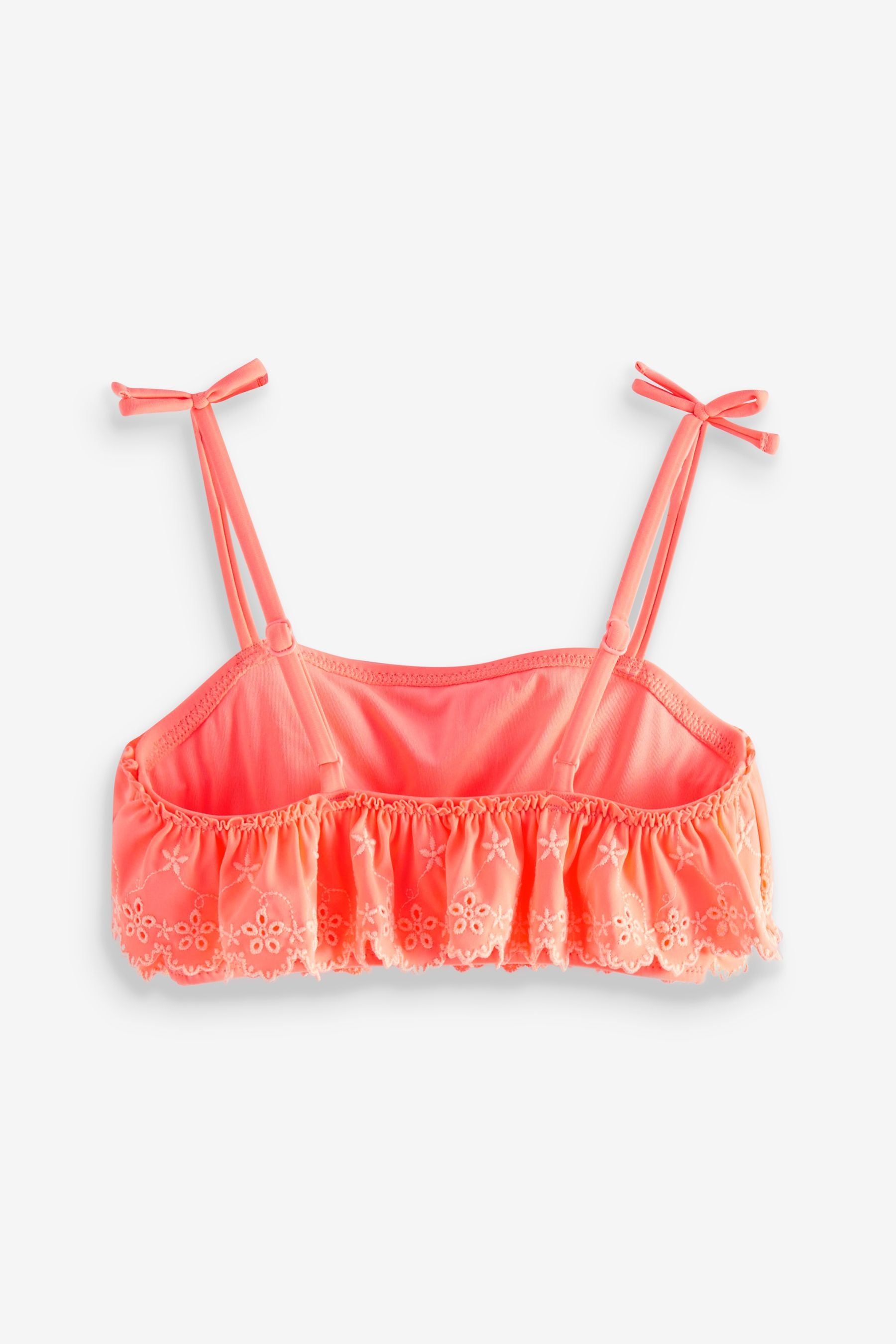 Coral Pink Tiered Embroidered Bikini Set (3-16yrs)