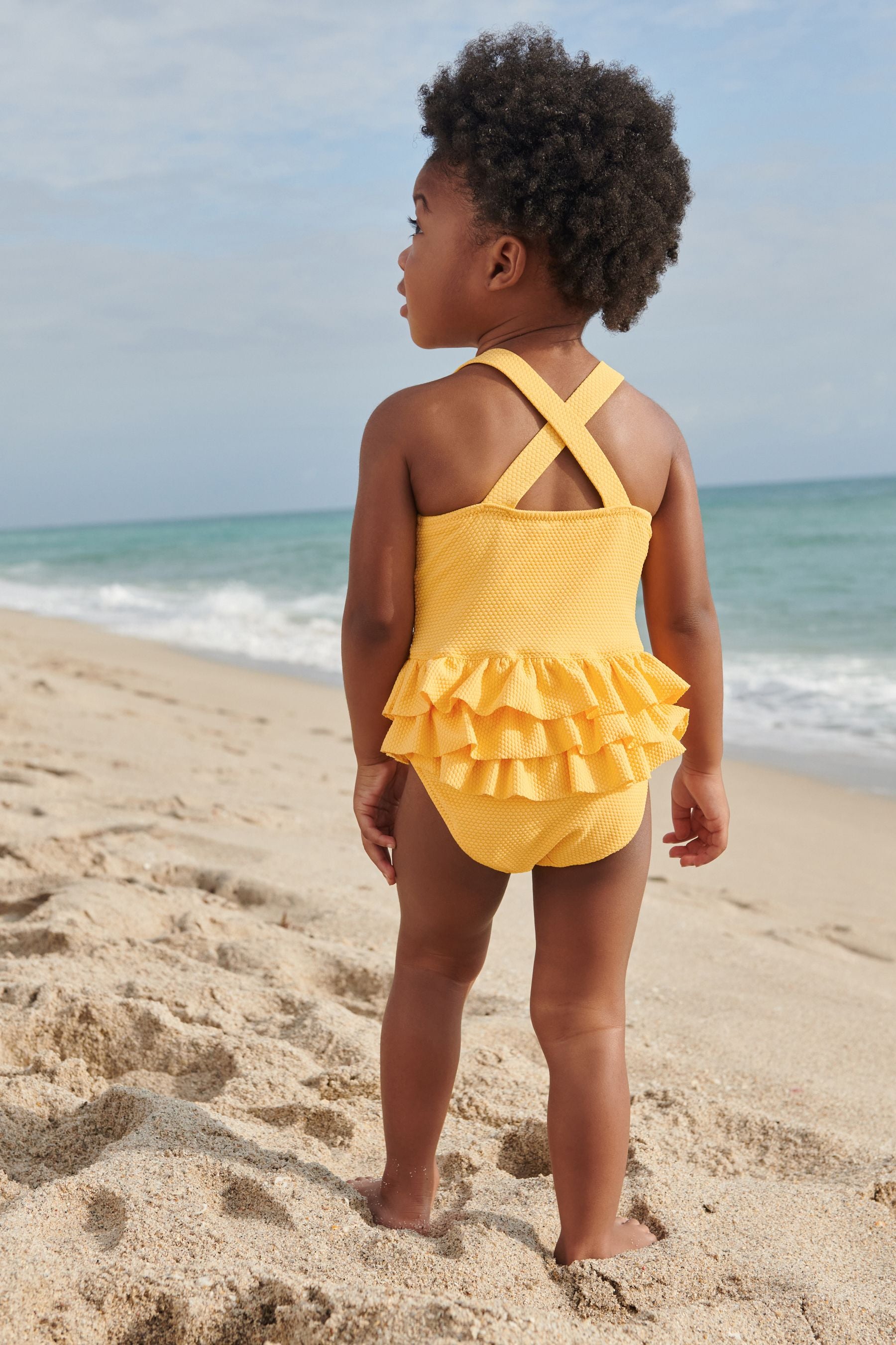 Yellow Embroidered Swimsuit (3mths-7yrs)