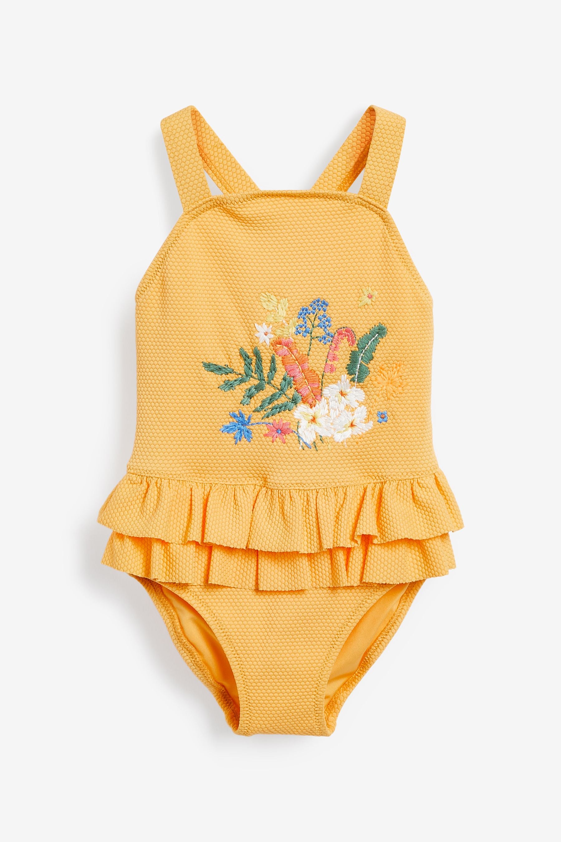 Yellow Embroidered Swimsuit (3mths-7yrs)