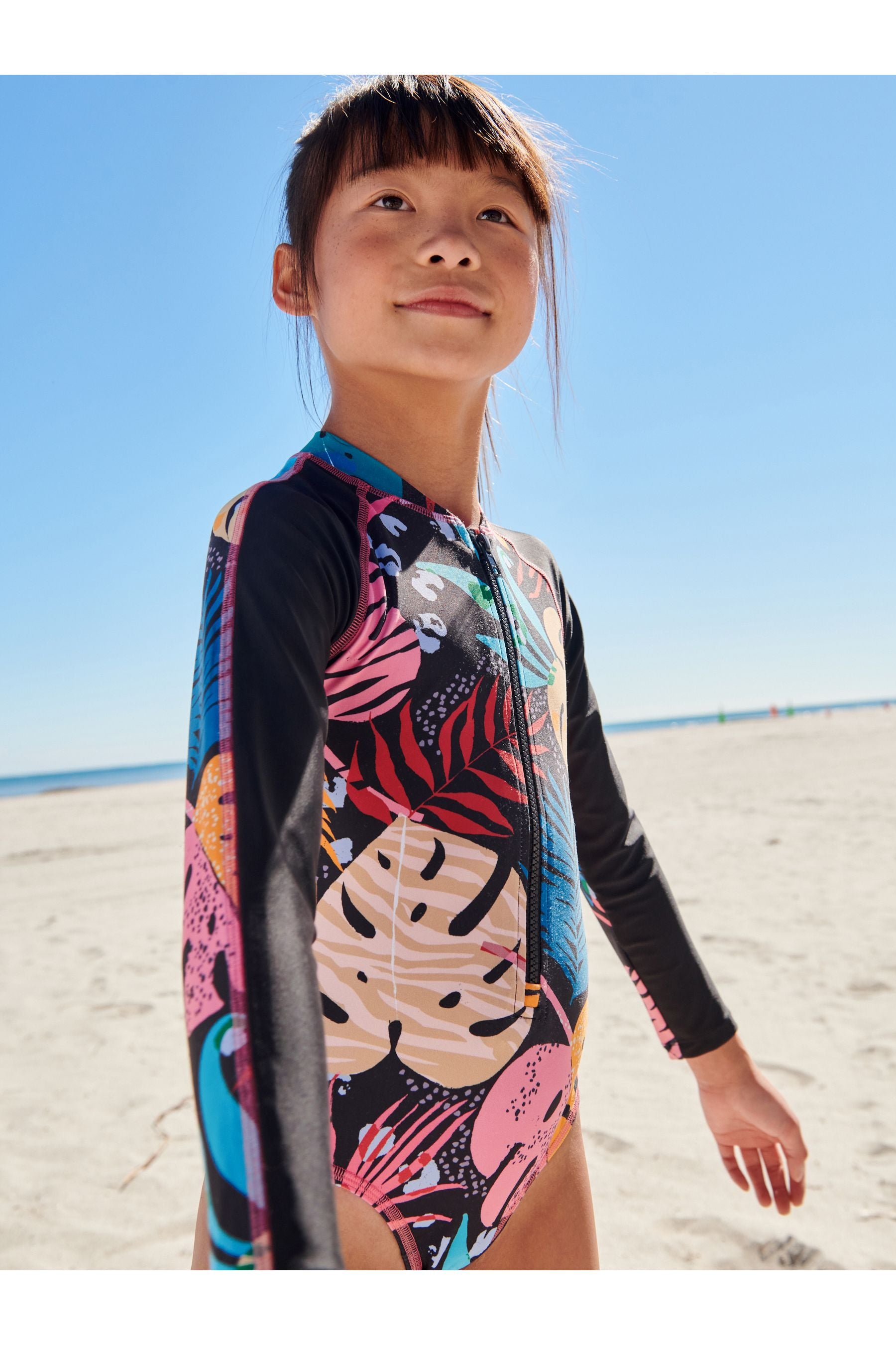 Black Long Sleeved Swimsuit (3-16yrs)