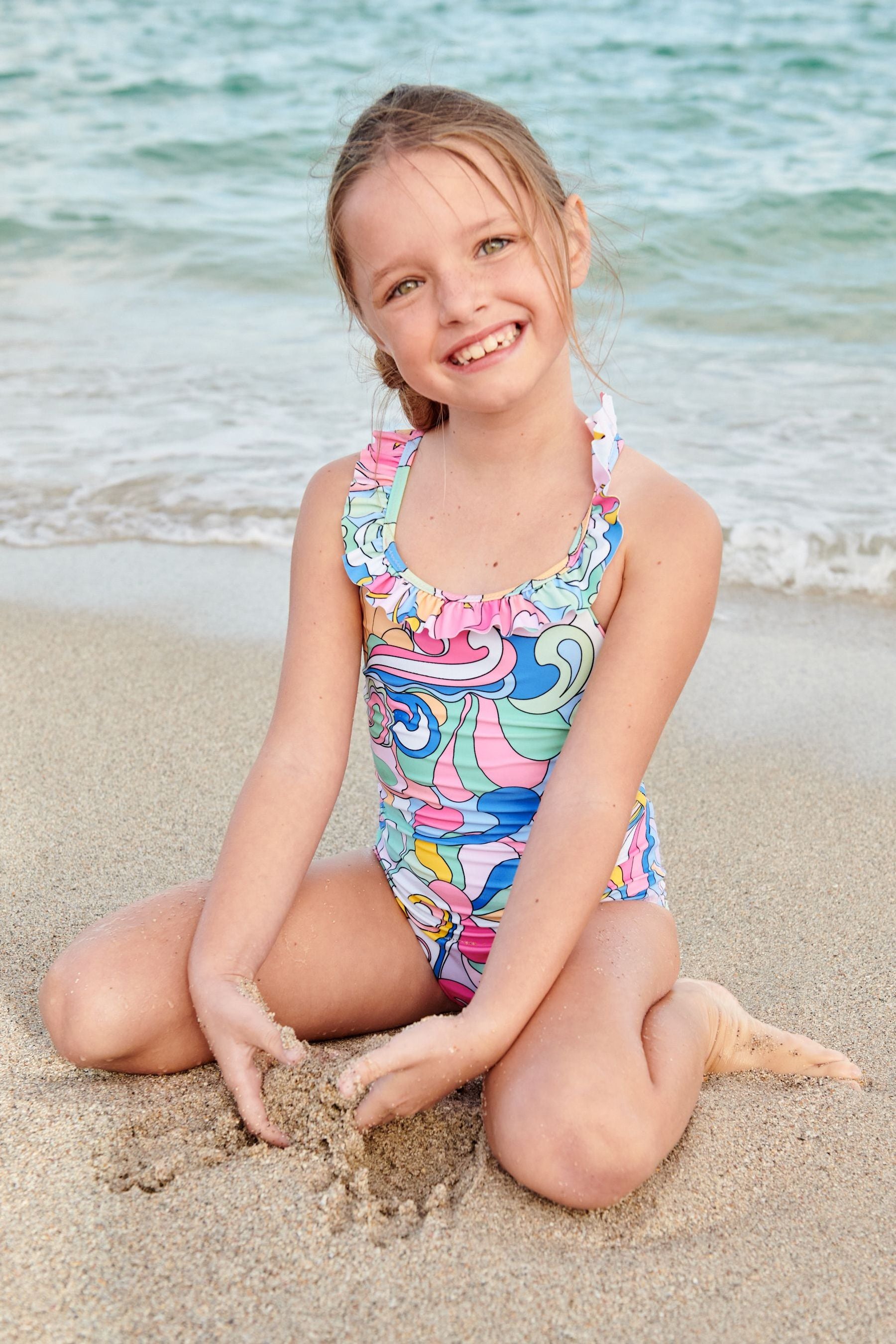 Multi Bright Multi Bright Frill Swimsuit (3-16yrs)