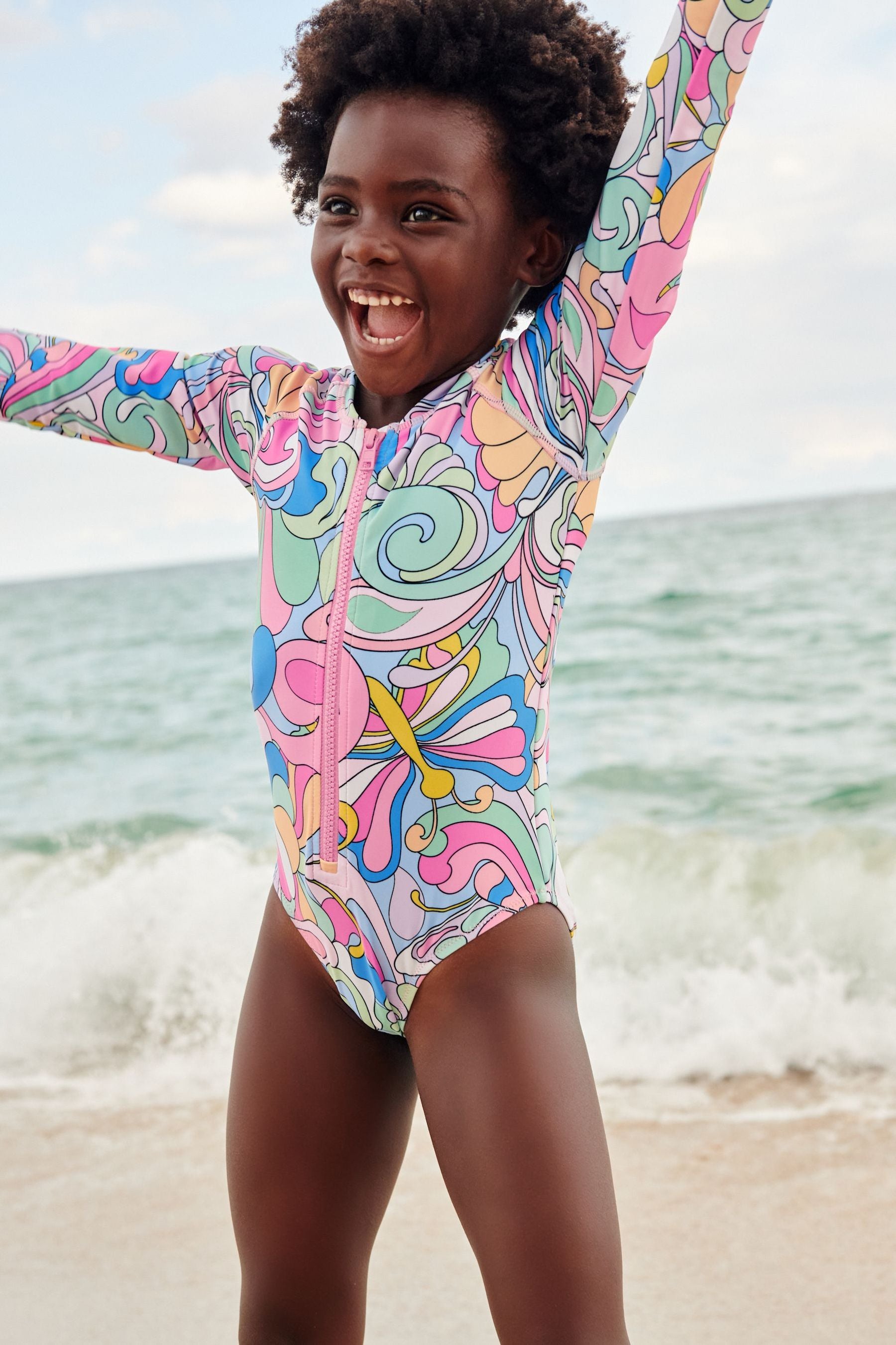 Multi Bright Long Sleeved Swimsuit (3-16yrs)