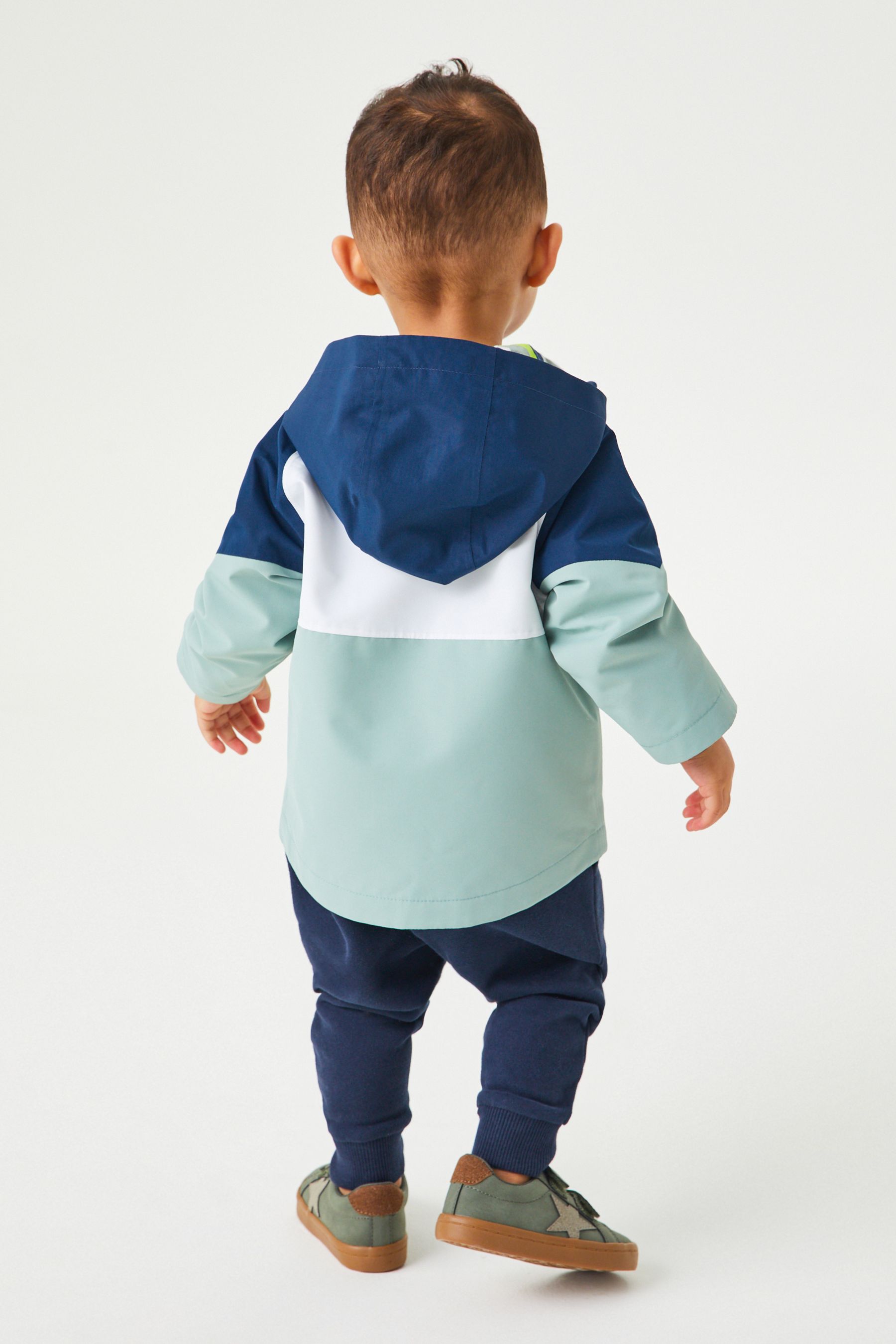 Teal Blue Colourblock Waterproof Jacket (3mths-7yrs)