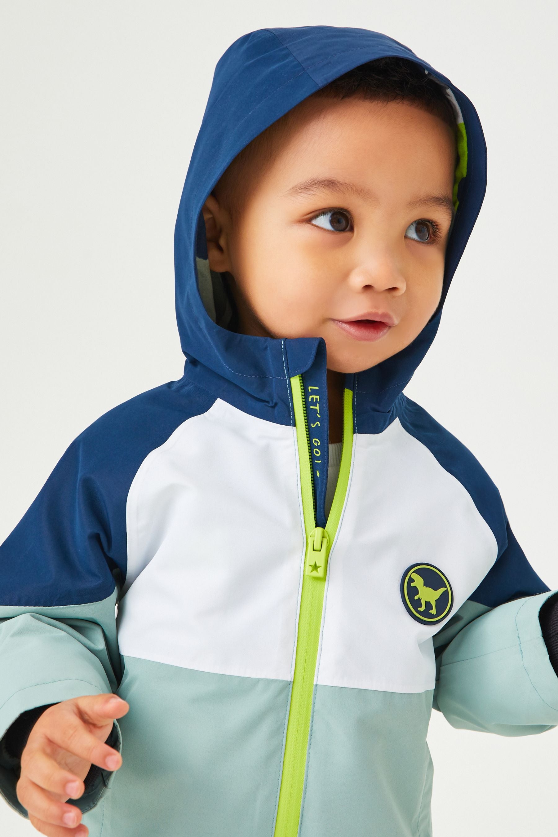 Teal Blue Colourblock Waterproof Jacket (3mths-7yrs)