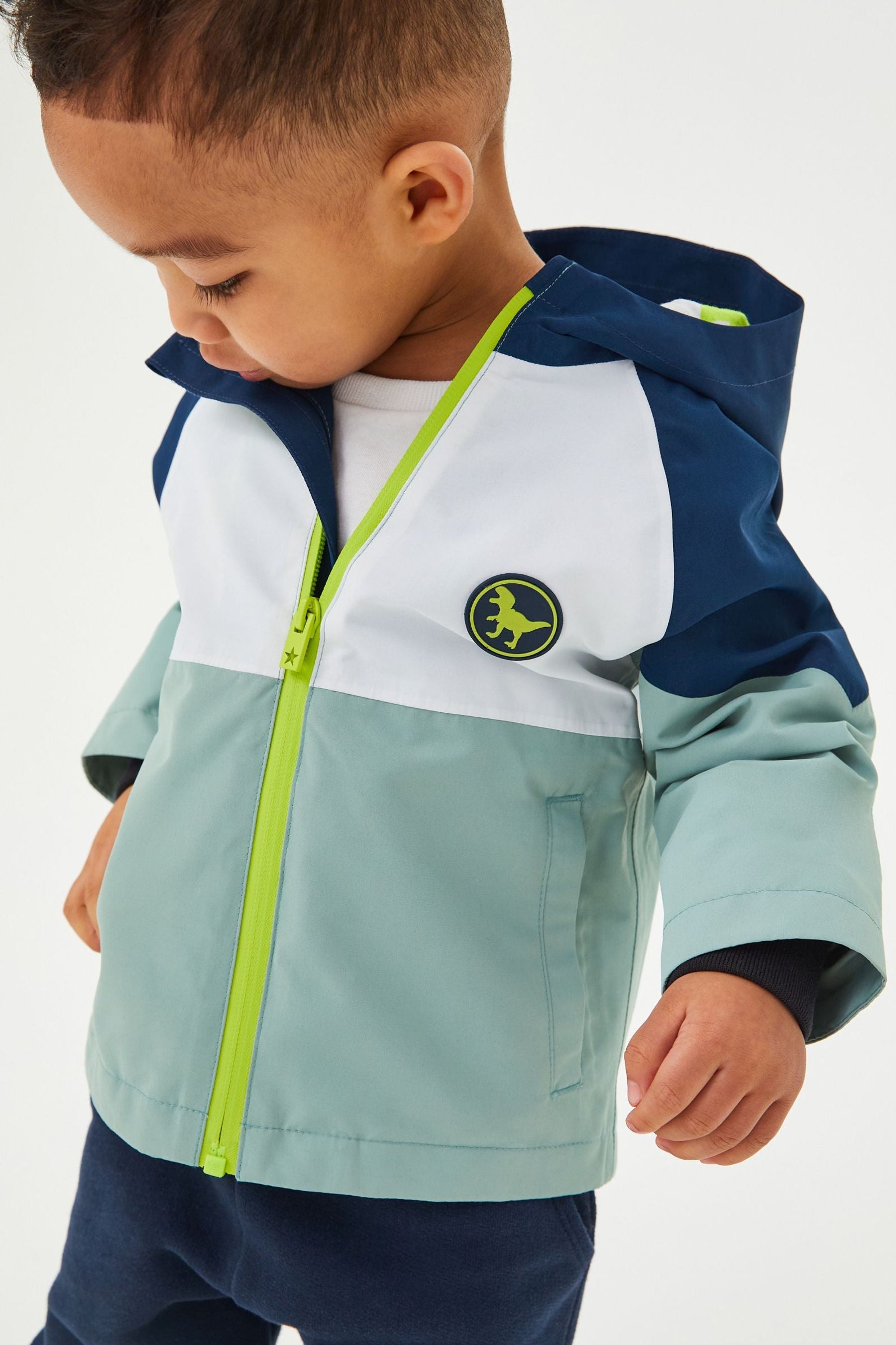 Teal Blue Colourblock Waterproof Jacket (3mths-7yrs)