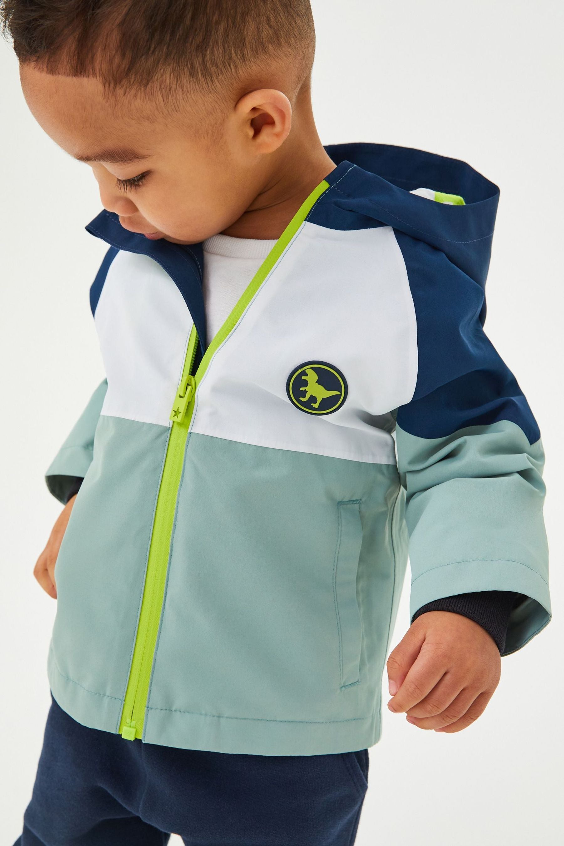 Teal Blue Colourblock Waterproof Jacket (3mths-7yrs)