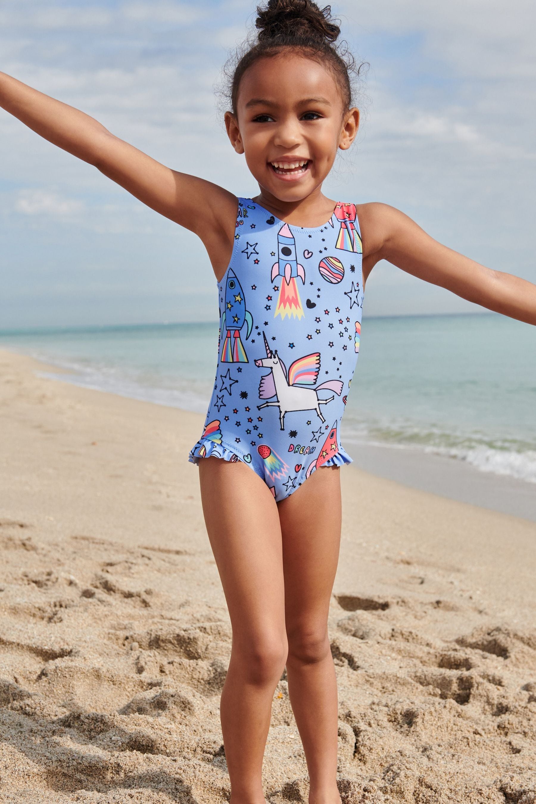 Unicorn Blue Swimsuit (3mths-7yrs)