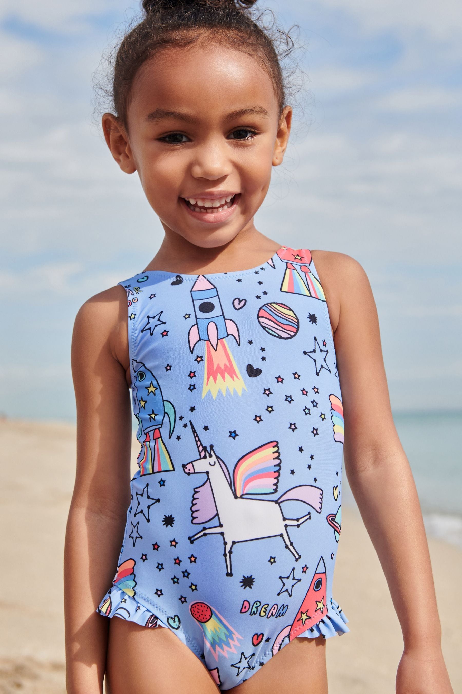 Unicorn Blue Swimsuit (3mths-7yrs)