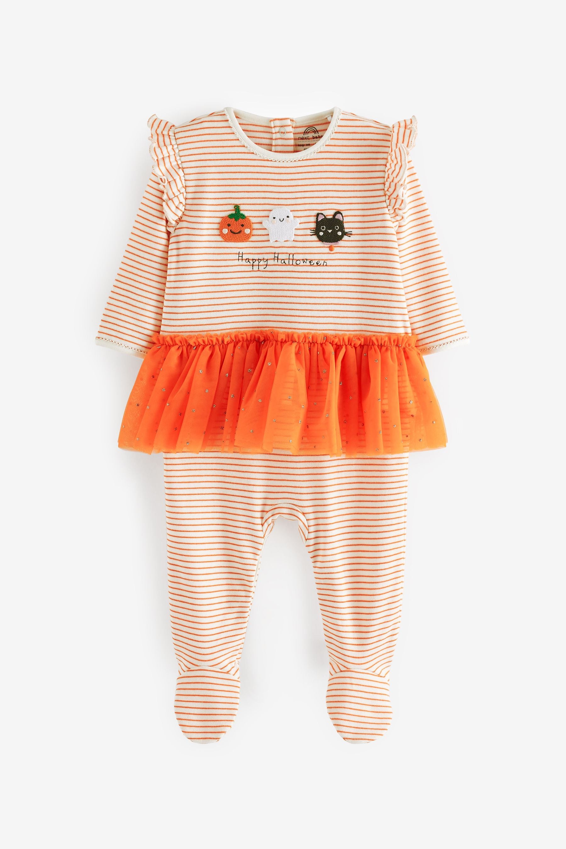 Orange Halloween Tutu Sleepsuit (0-2yrs)