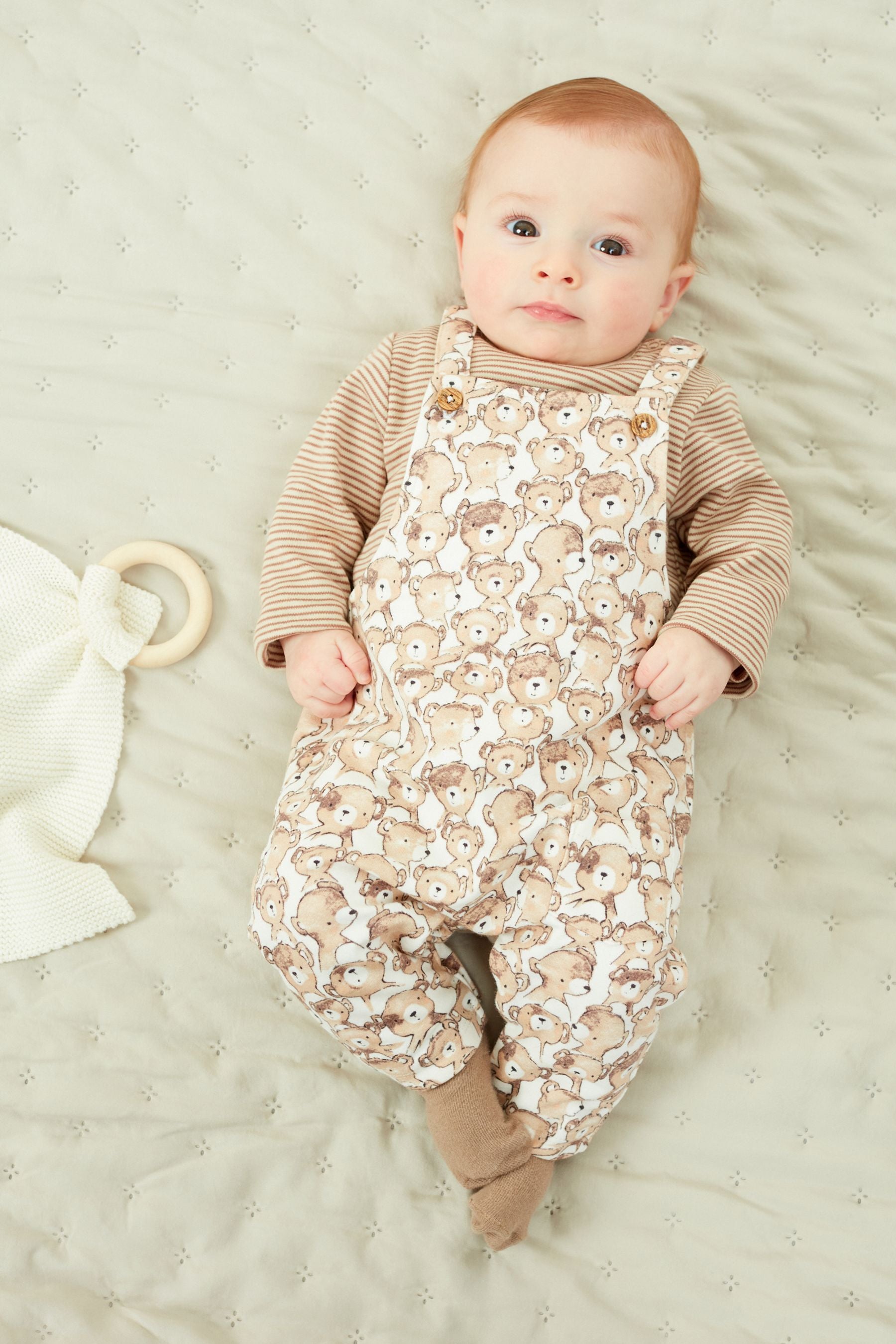 Neutral Bear Print Baby 2 Piece Dungarees And Bodysuit Set (0mths-2yrs)