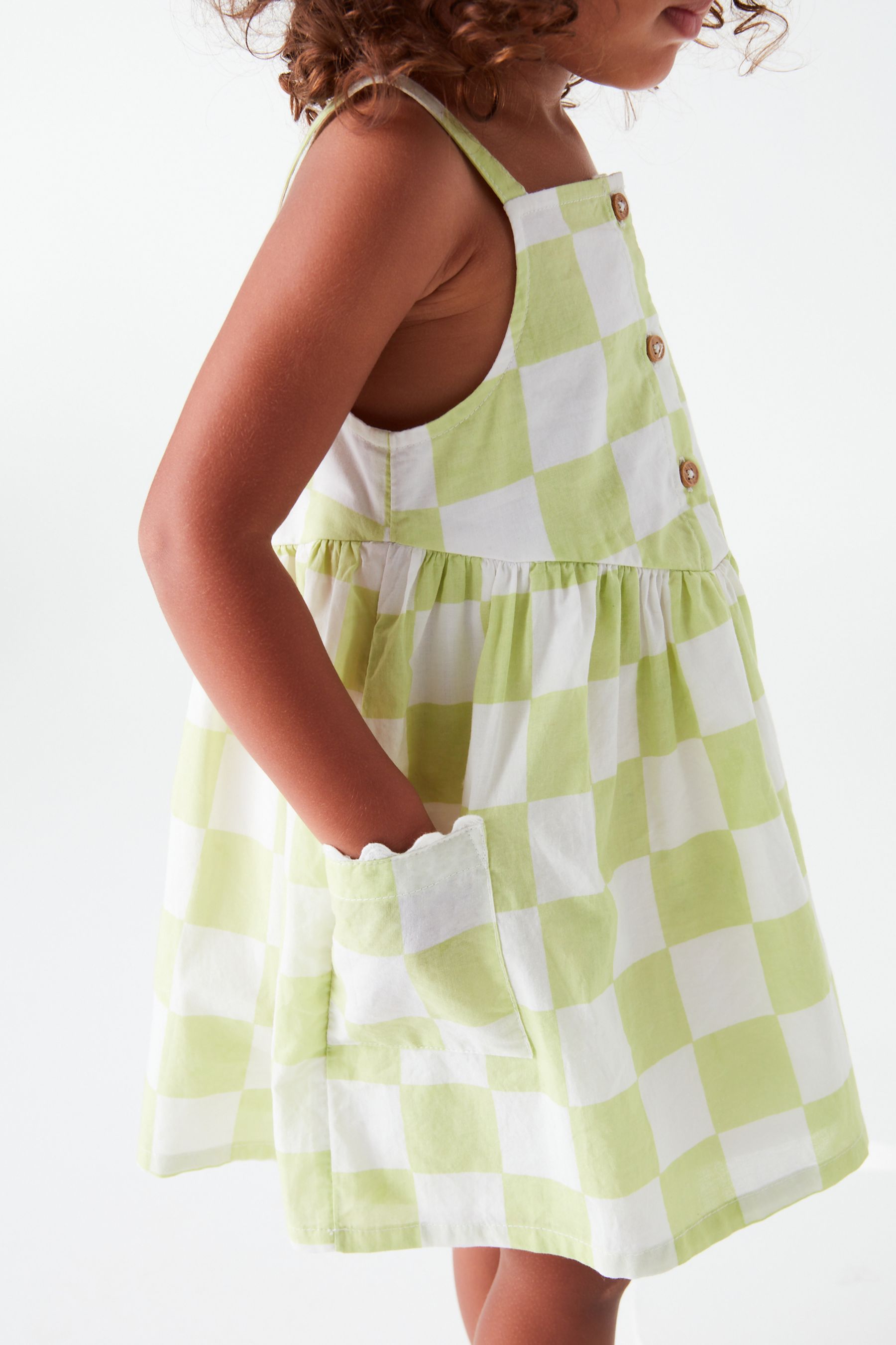 Lime Green Check Cotton Sundress (3mths-8yrs)