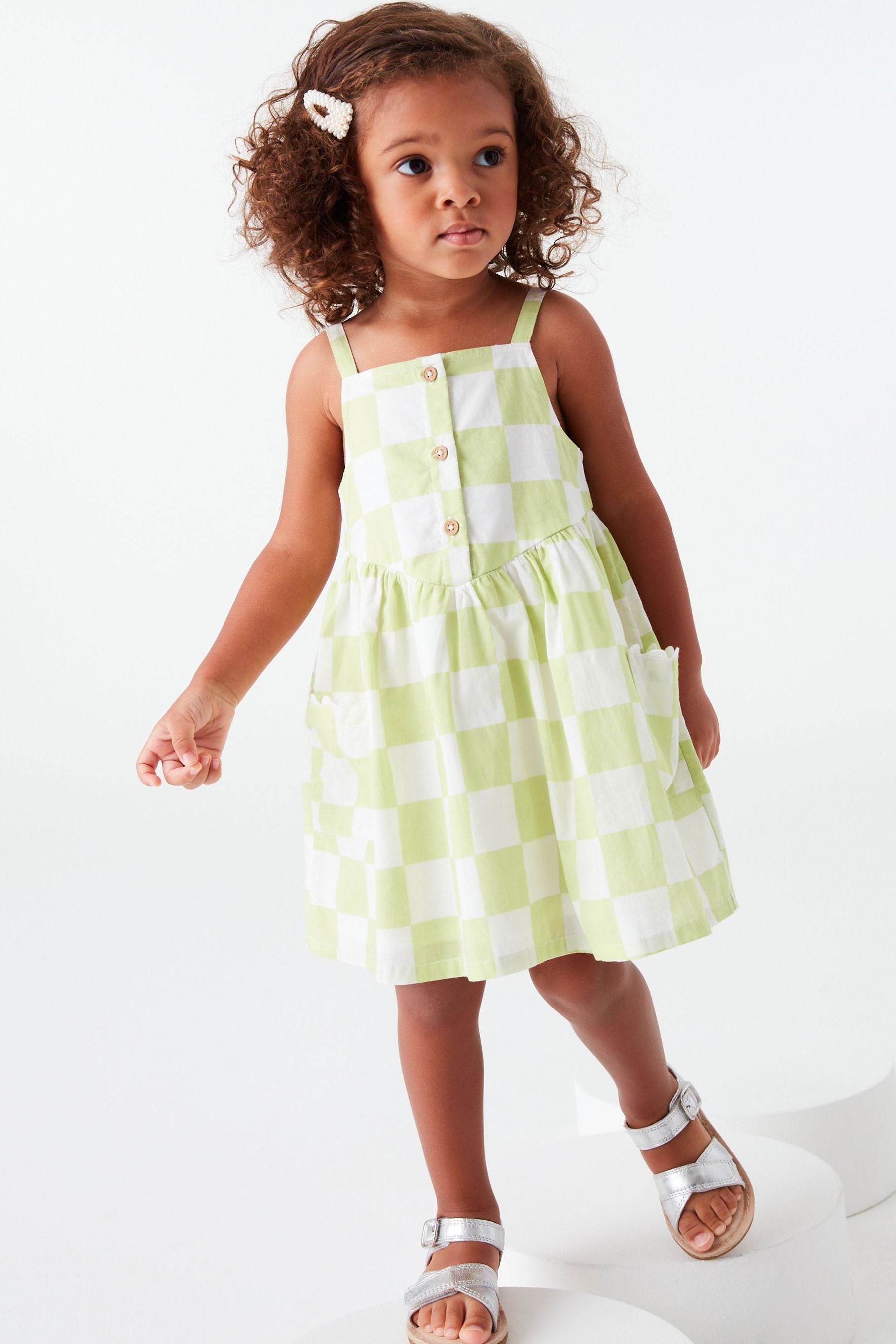 Lime Green Check Cotton Sundress (3mths-8yrs)