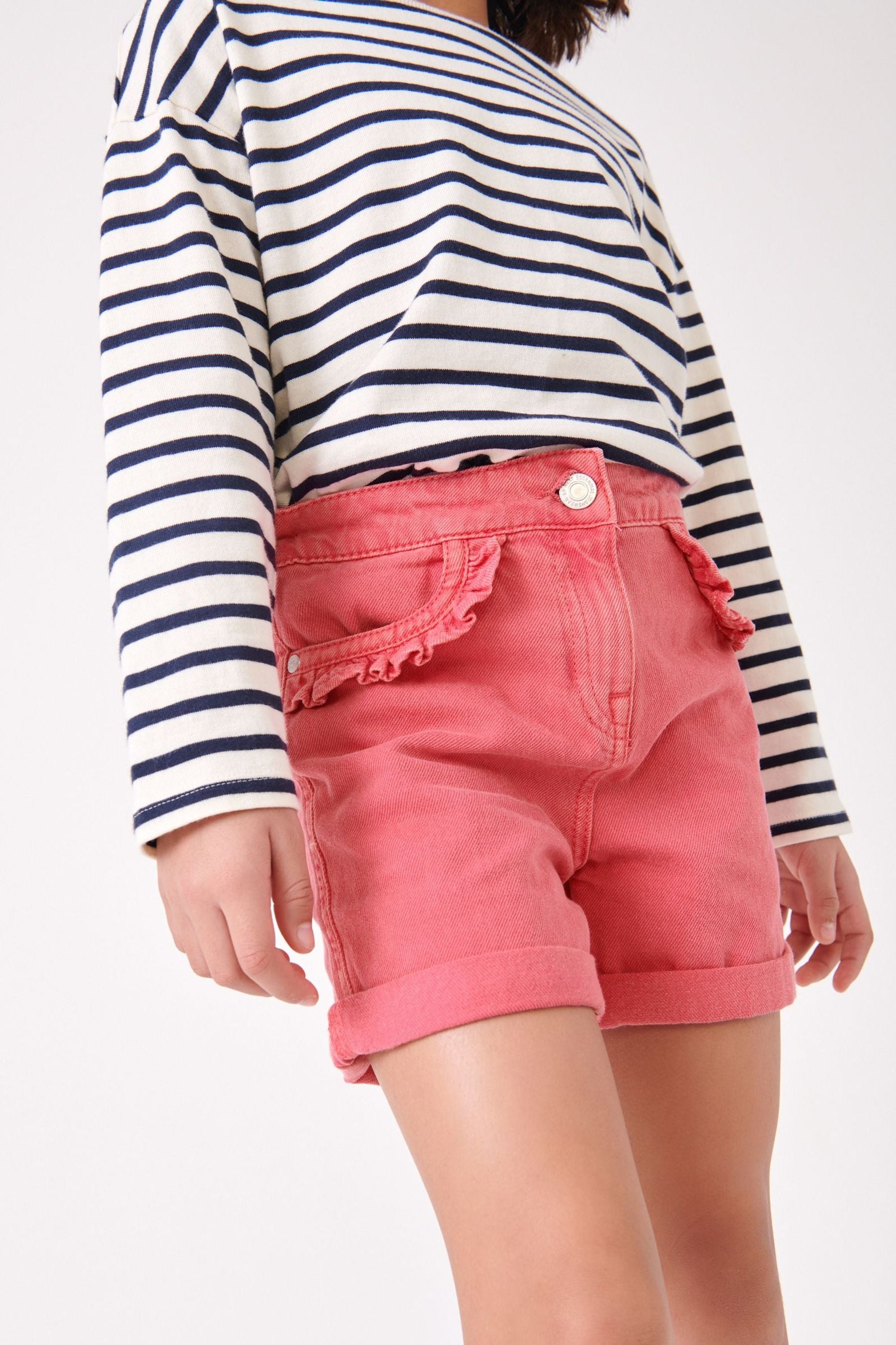 Pink Frill Detail Denim Shorts (3-16yrs)