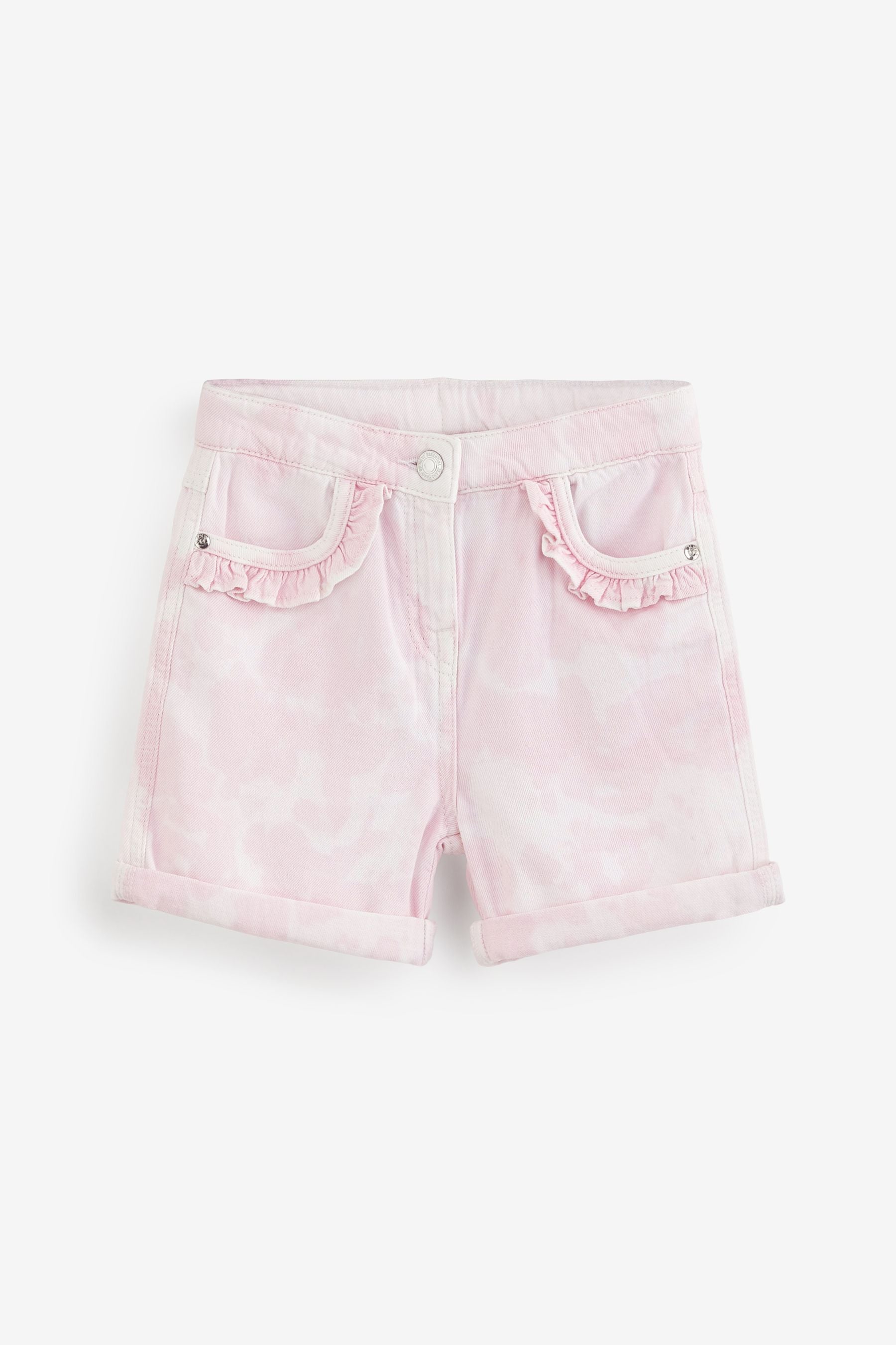 Pink/White Tie Dye Frill Detail Denim Shorts (3-16yrs)