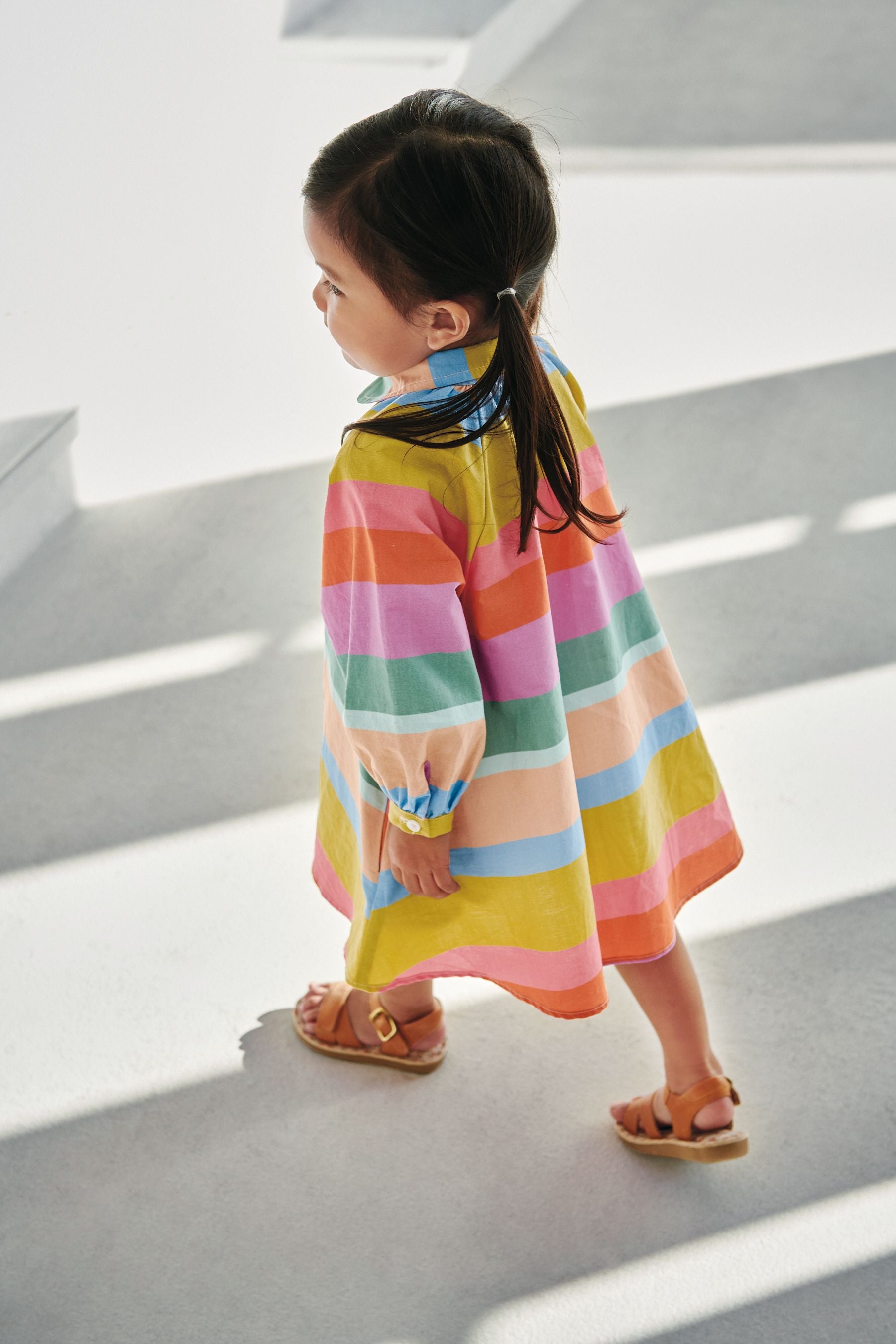 Rainbow Stripe Cotton Volume Shirt Dress (3mths-7yrs)