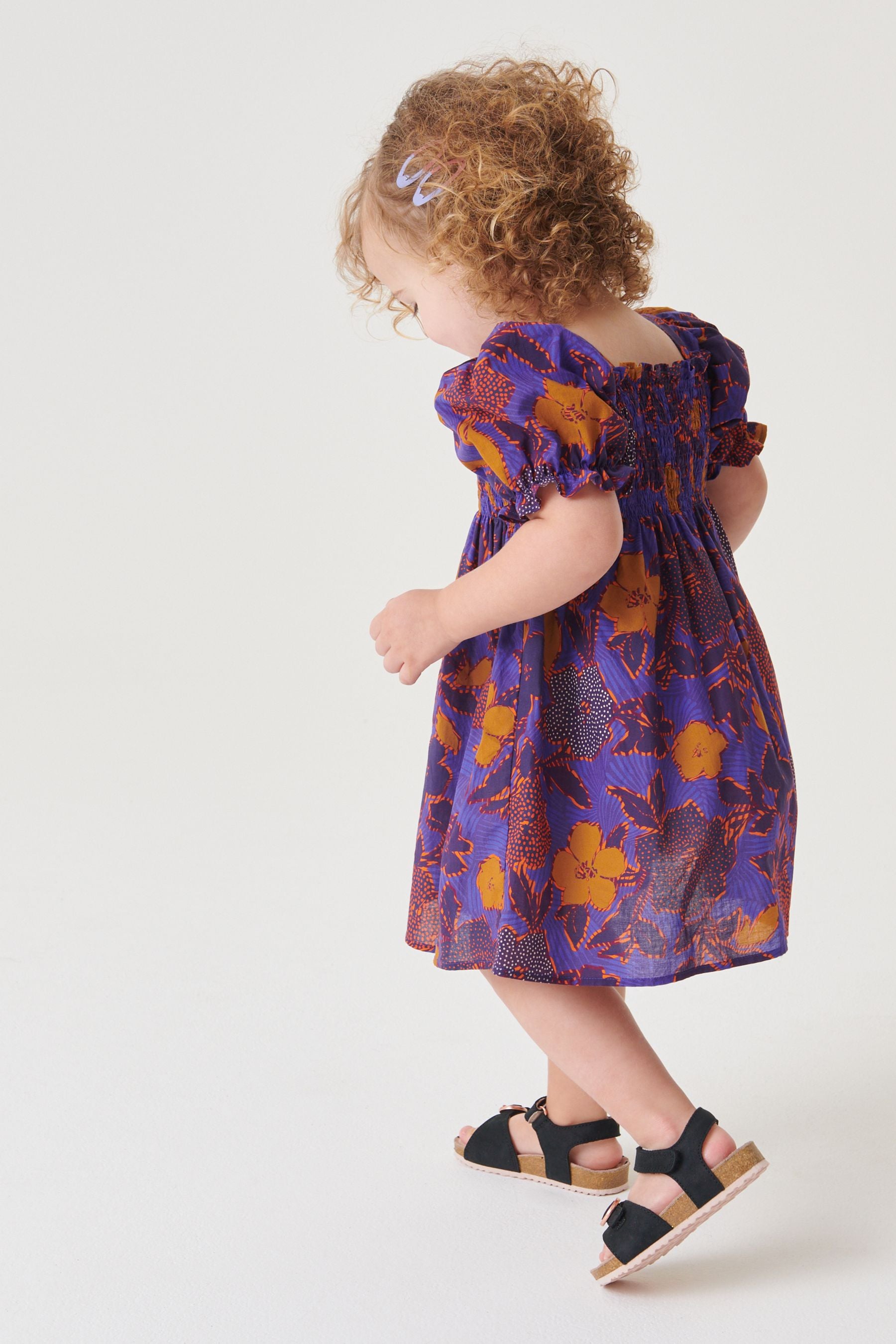 Purple Tribal Shirred Cotton Dress (3mths-7yrs)