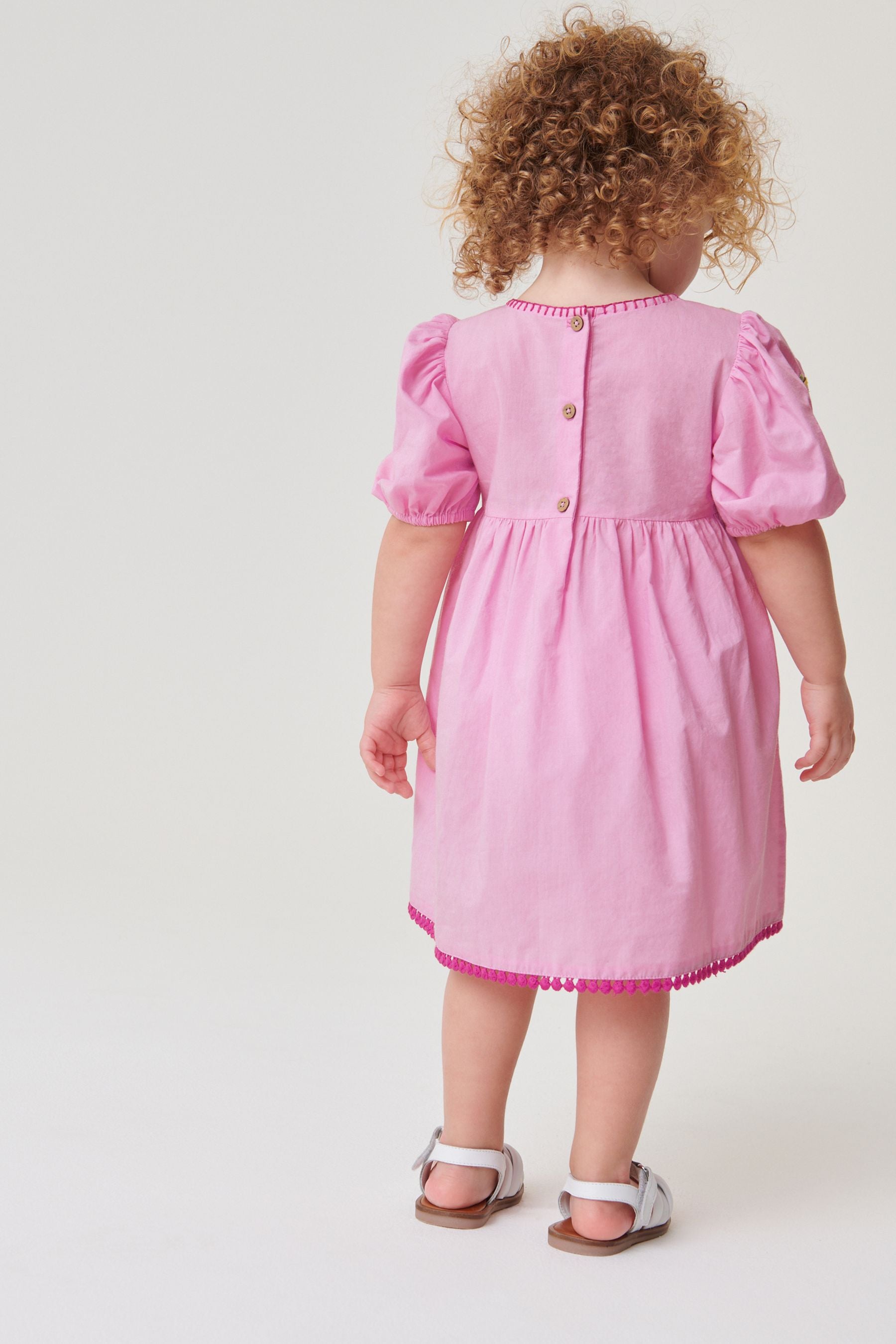 Lilac Purple Embroidered Puff Sleeve Dress (3mths-8yrs)