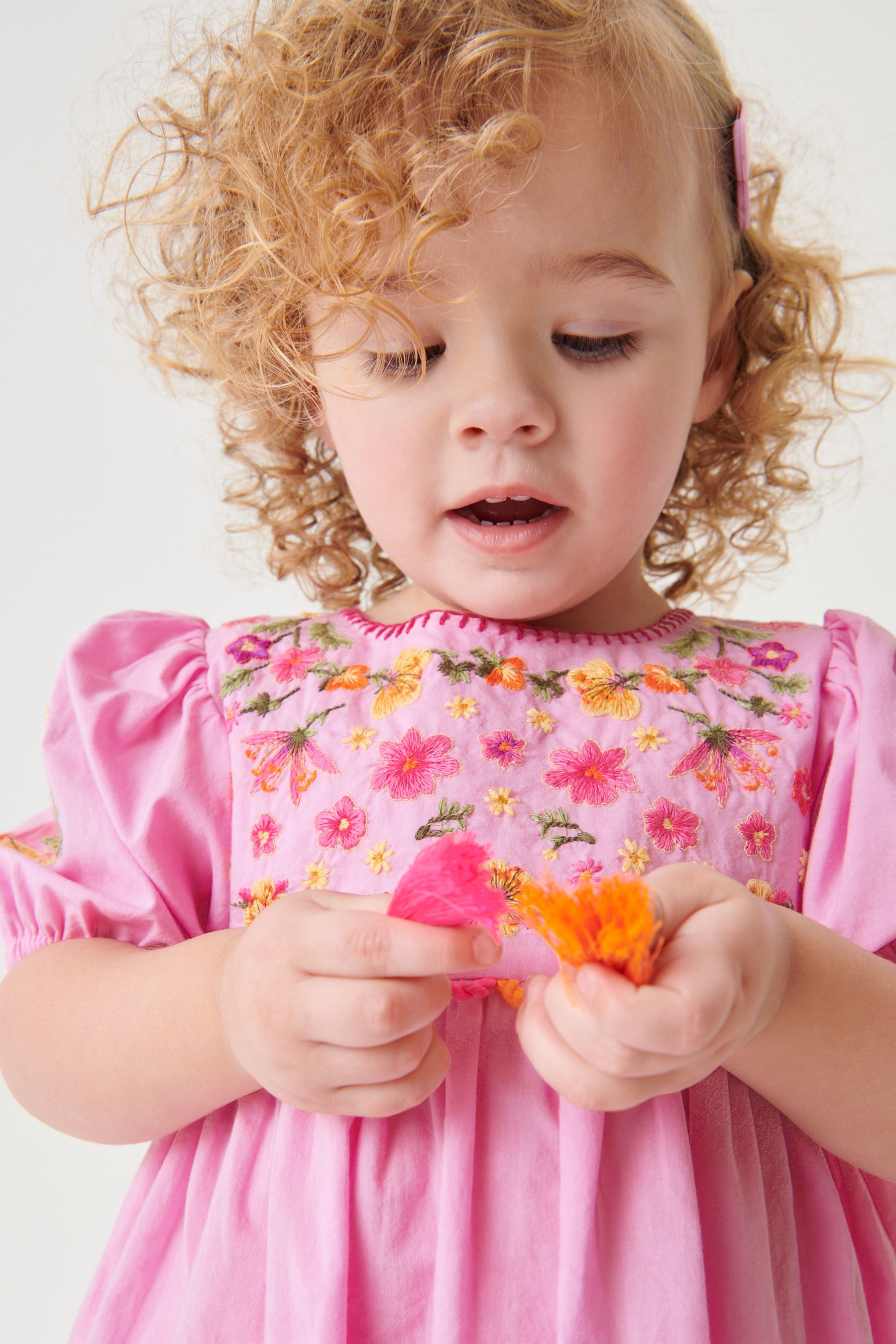 Lilac Purple Embroidered Puff Sleeve Dress (3mths-8yrs)