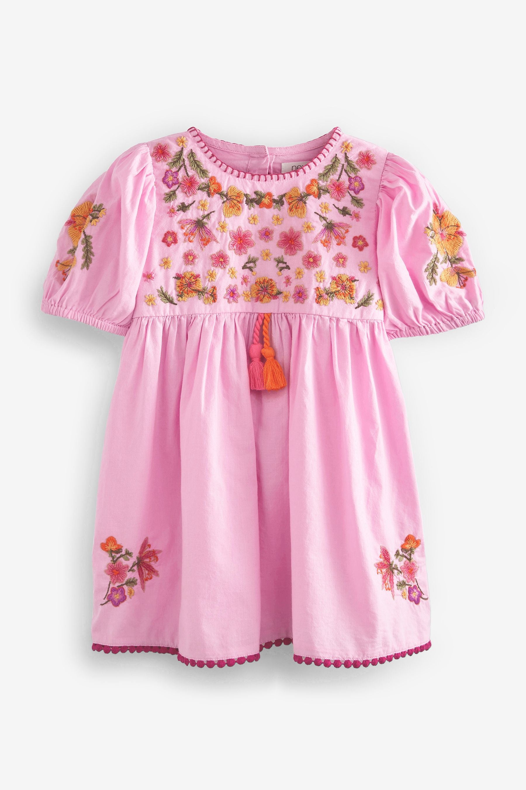 Lilac Purple Embroidered Puff Sleeve Dress (3mths-8yrs)