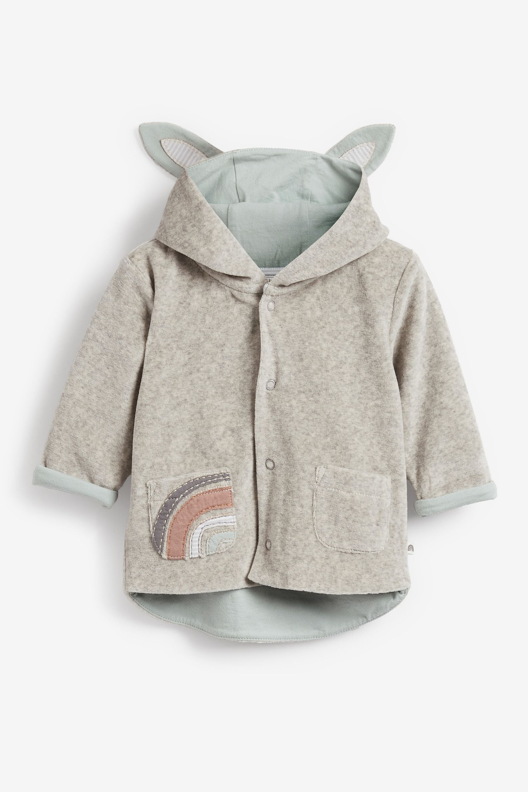 Grey Baby Bunny Ears Rainbow Jacket