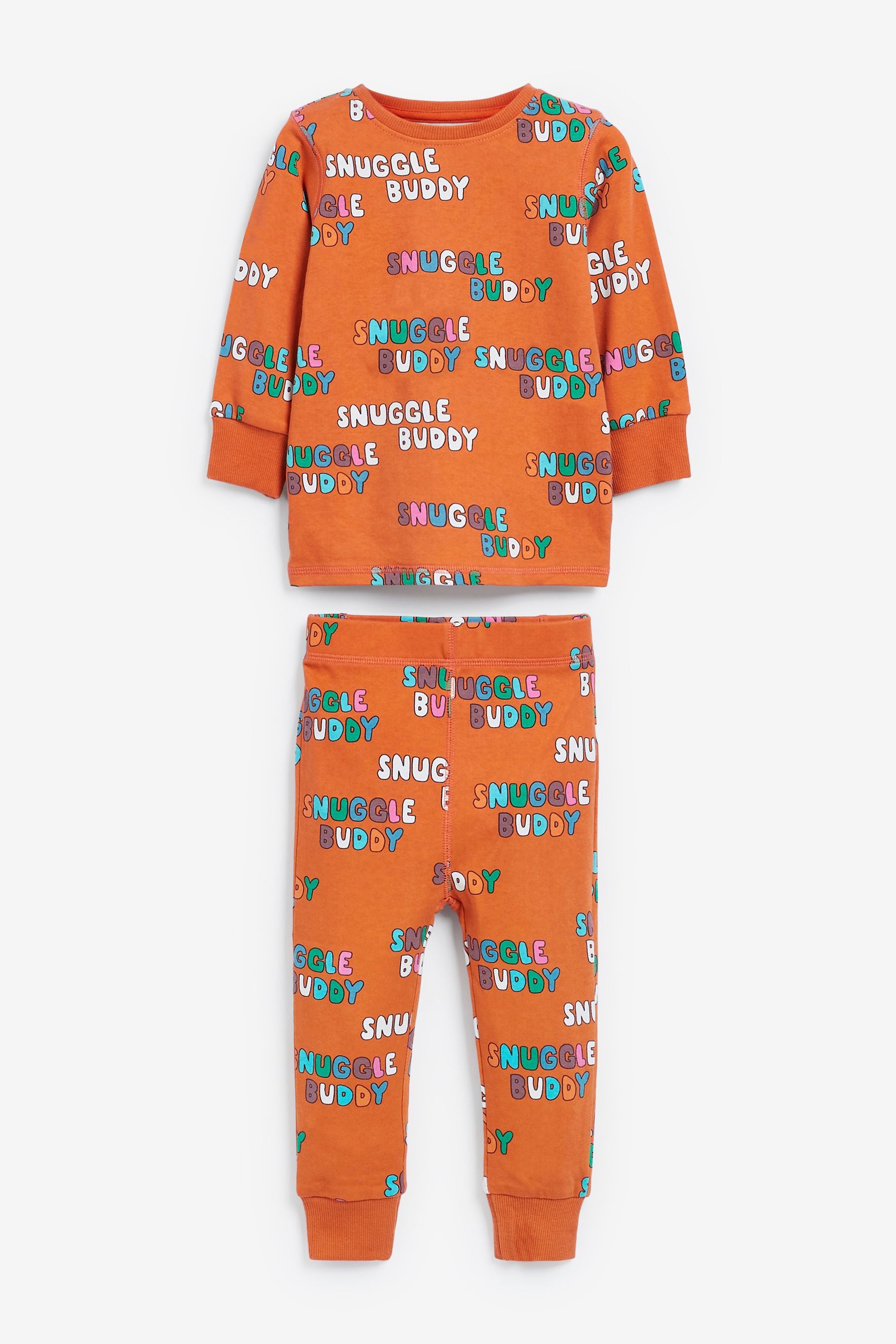 Blue/Orange 3 Pack Snuggle Slogan Pyjamas