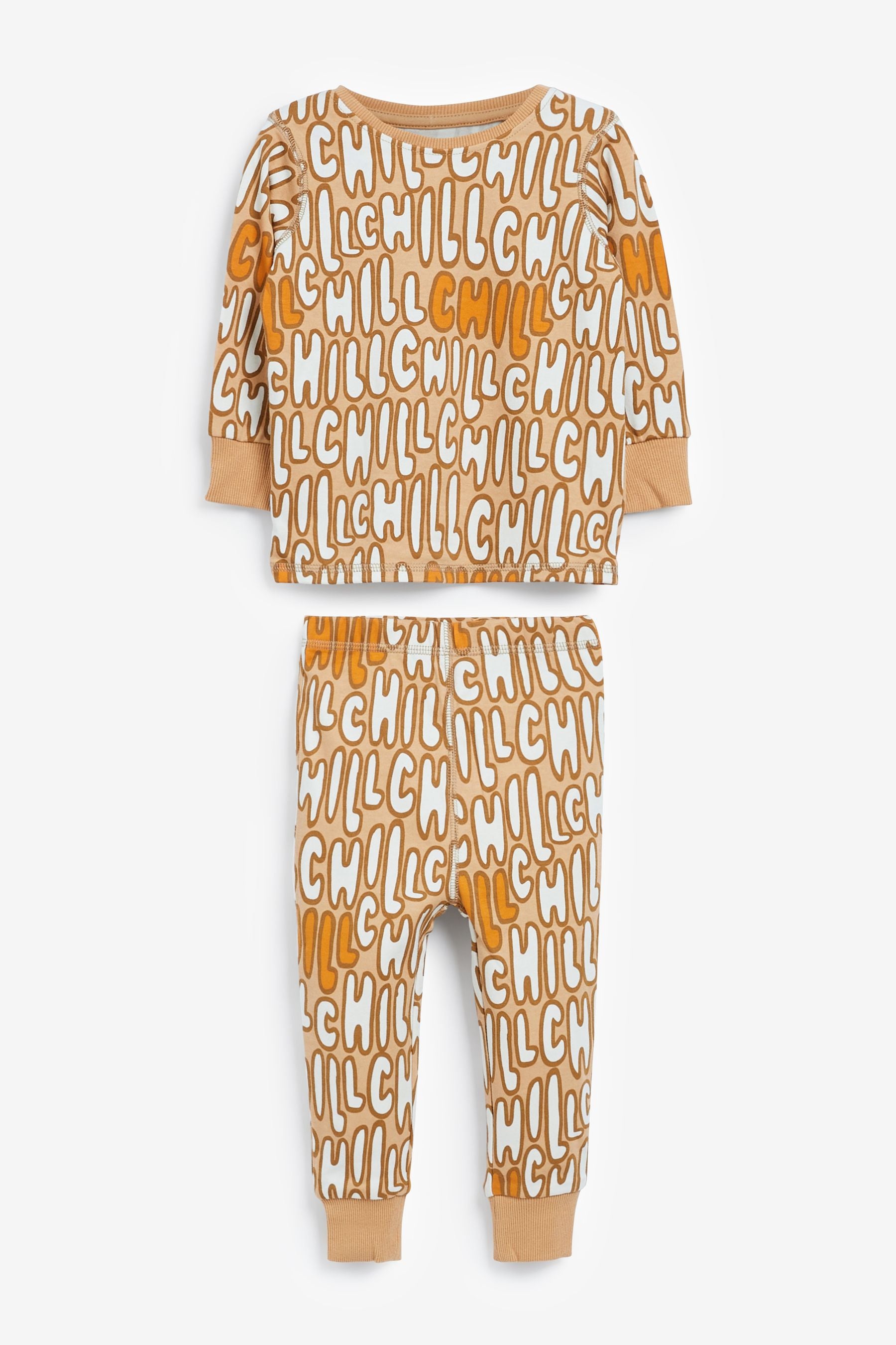 Orange 3 Pack Chill Slogan Pyjamas