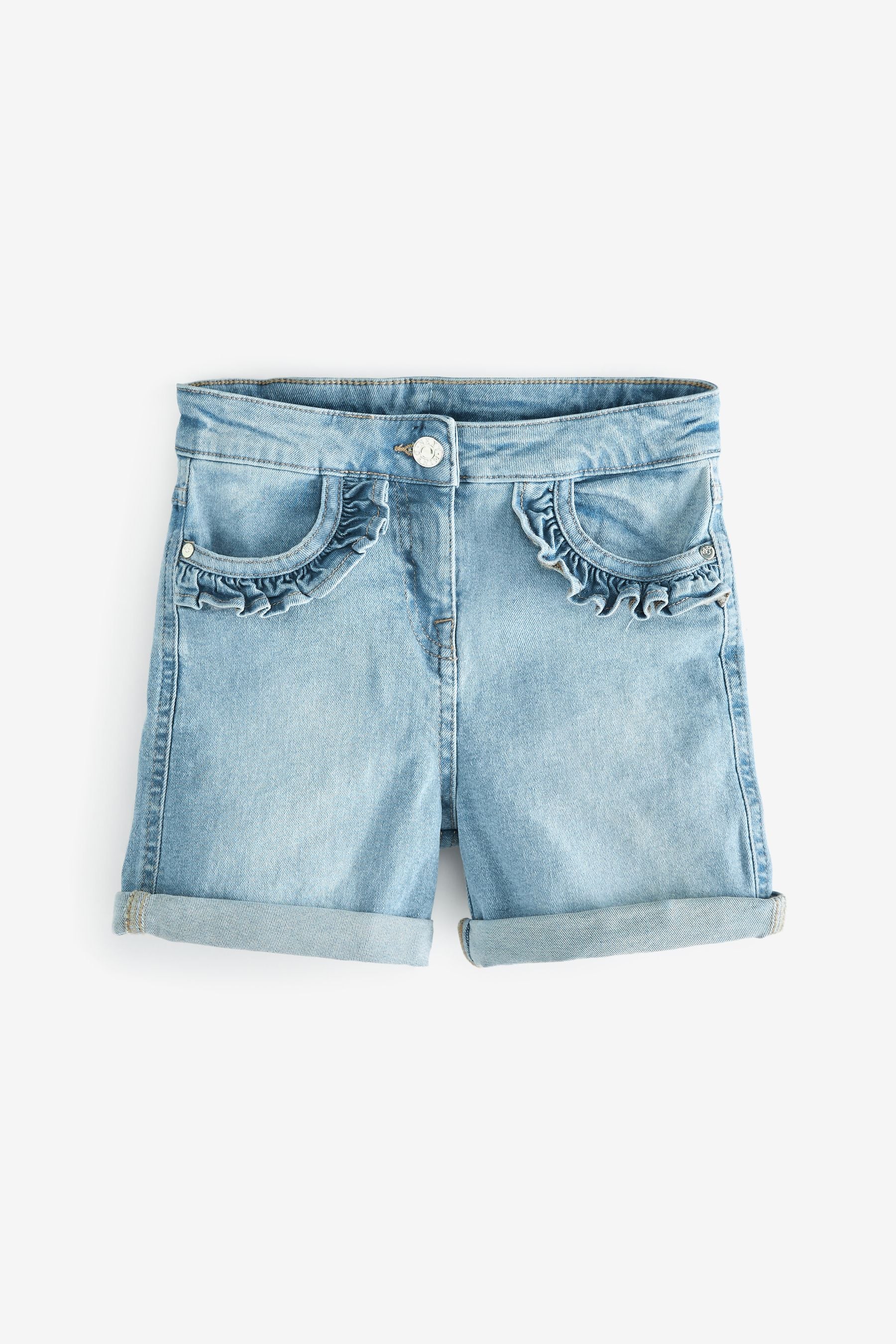 Blue Frill Detail Denim Shorts (3-16yrs)