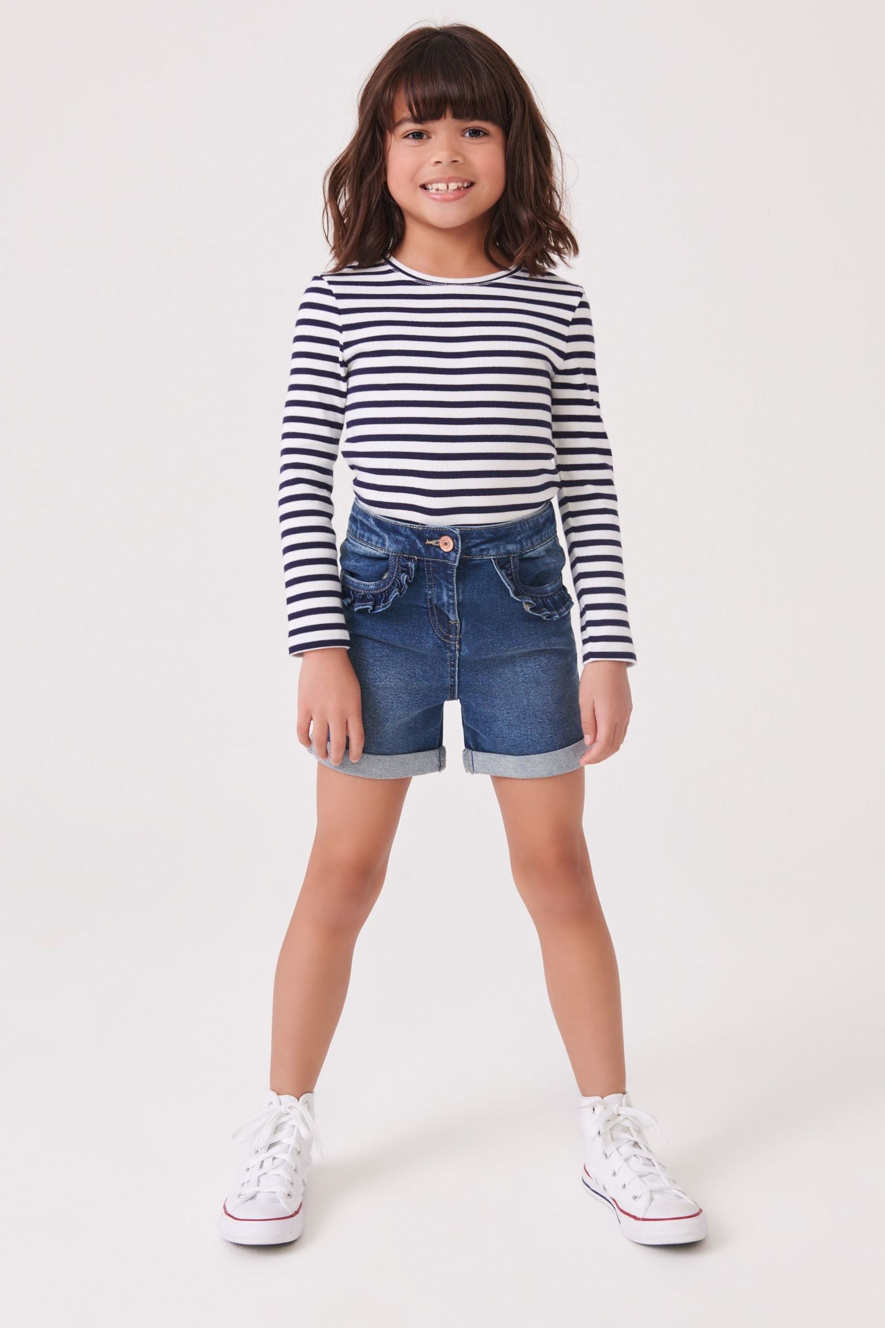 Dark Blue Frill Detail Denim Shorts (3-16yrs)