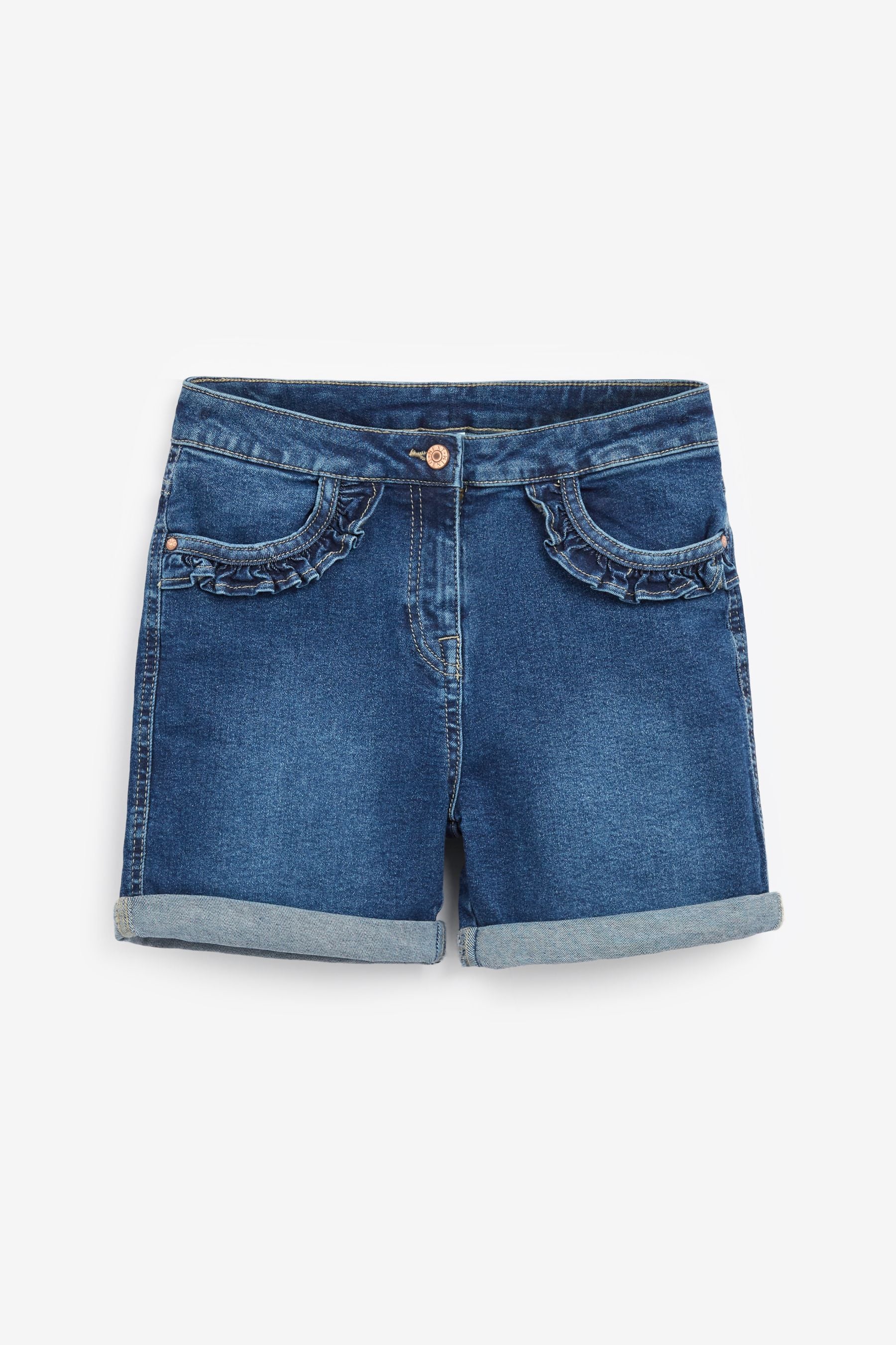 Dark Blue Frill Detail Denim Shorts (3-16yrs)