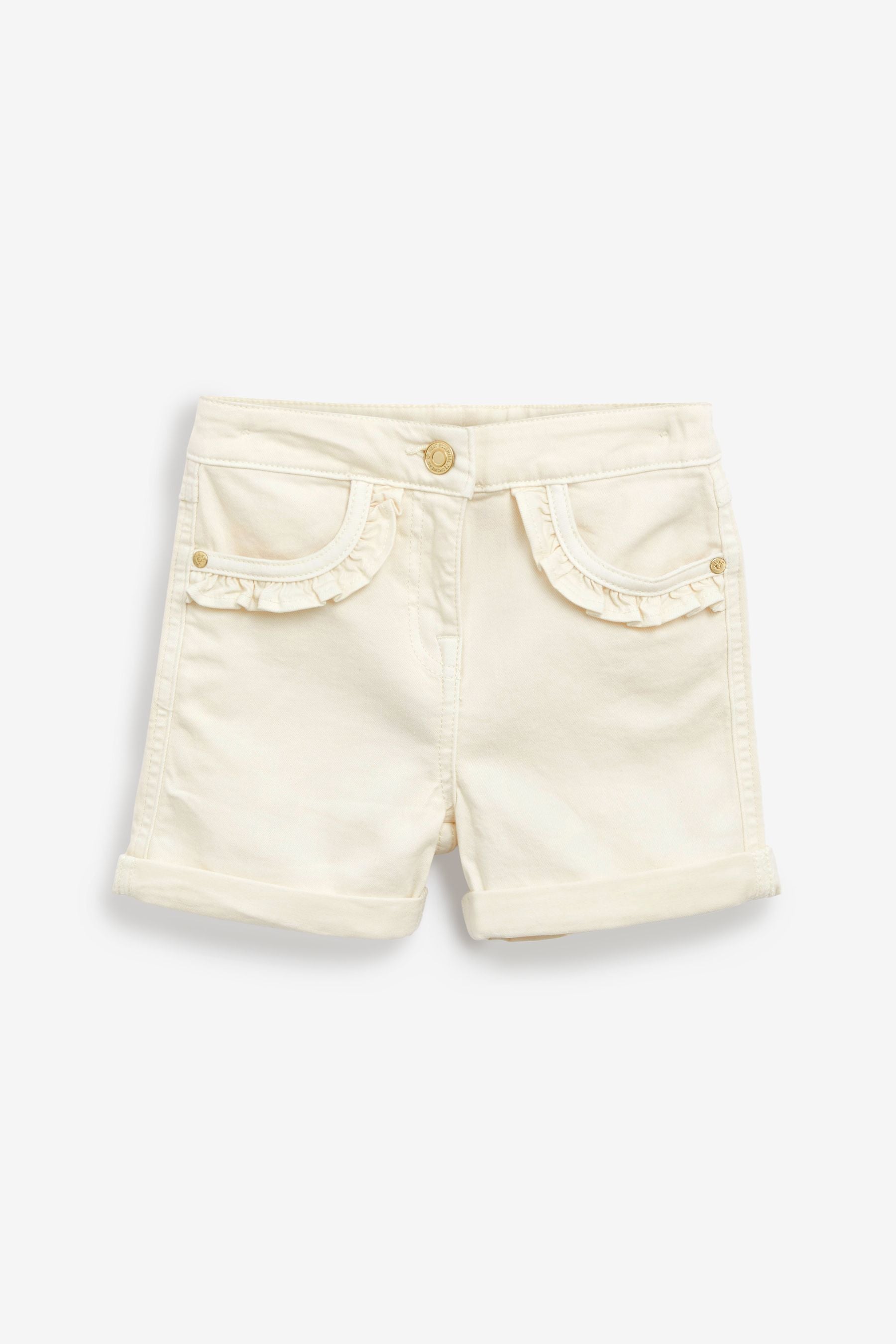 Ecru White Frill Detail Denim Shorts (3-16yrs)