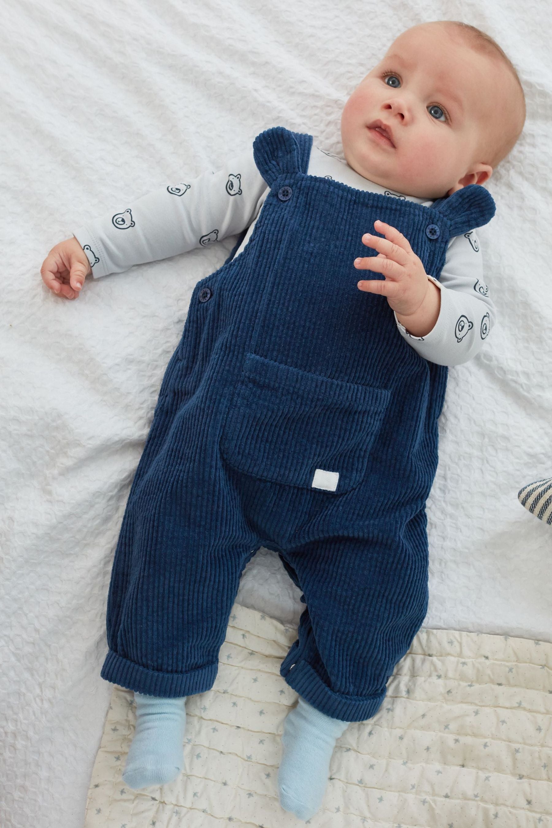 Navy Blue Cord Dungarees With Bodysuit (0mths-2yrs)