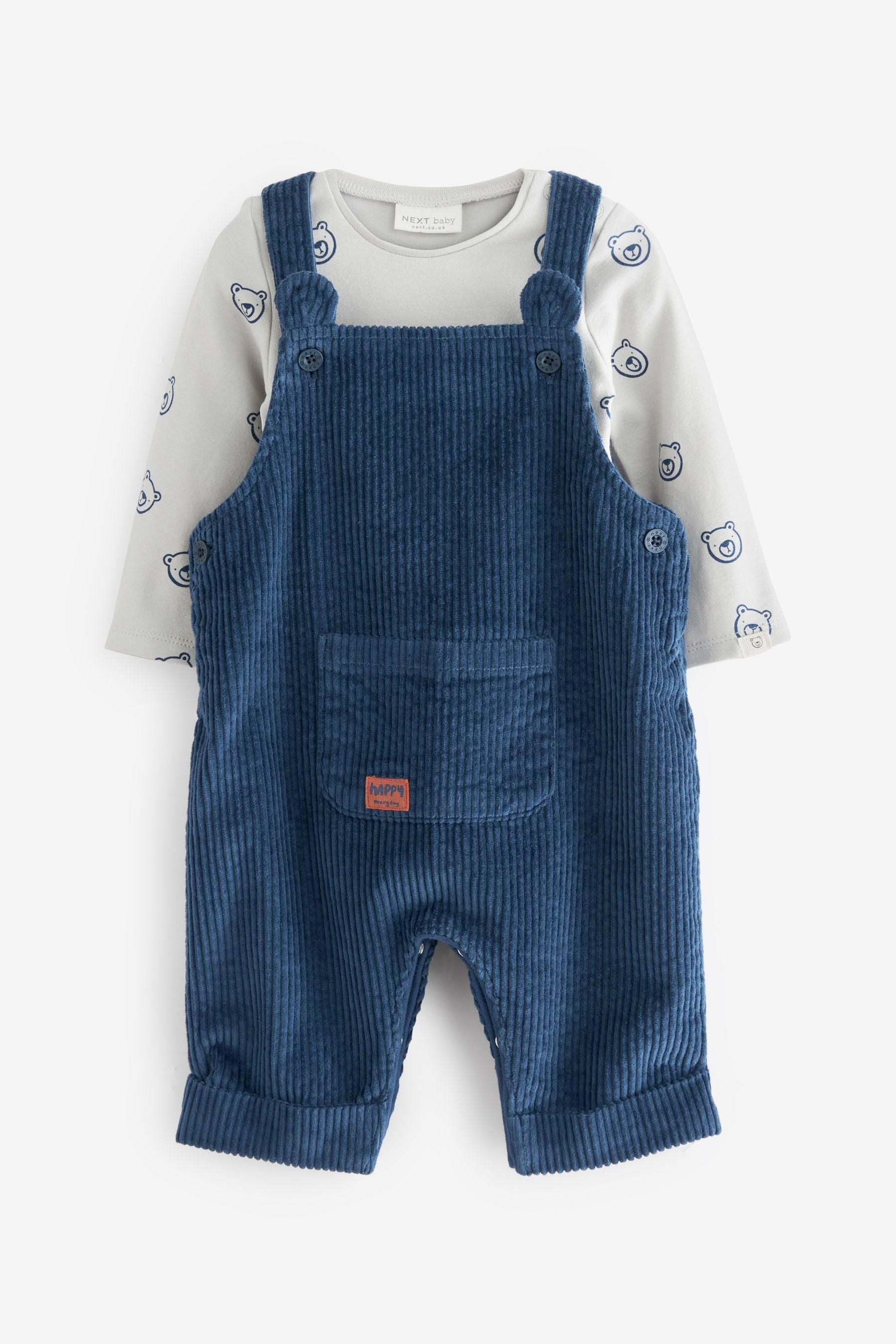 Navy Blue Cord Dungarees With Bodysuit (0mths-2yrs)