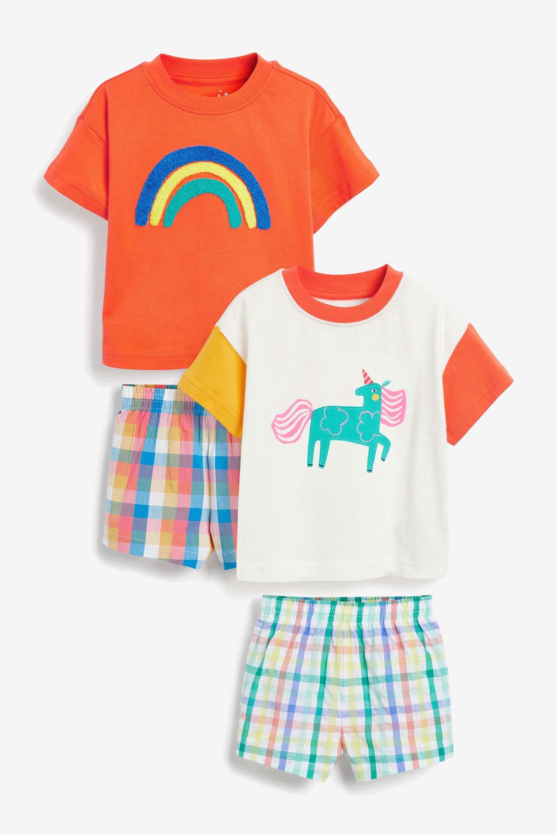 Multi Unicorn/Rainbow 2 Pack Short Woven Bottom Pyjamas (9mths-8yrs)